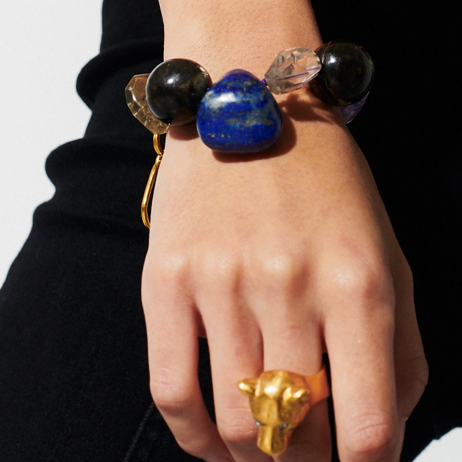 Armband Gold Edelsteine Bunt Chaingang