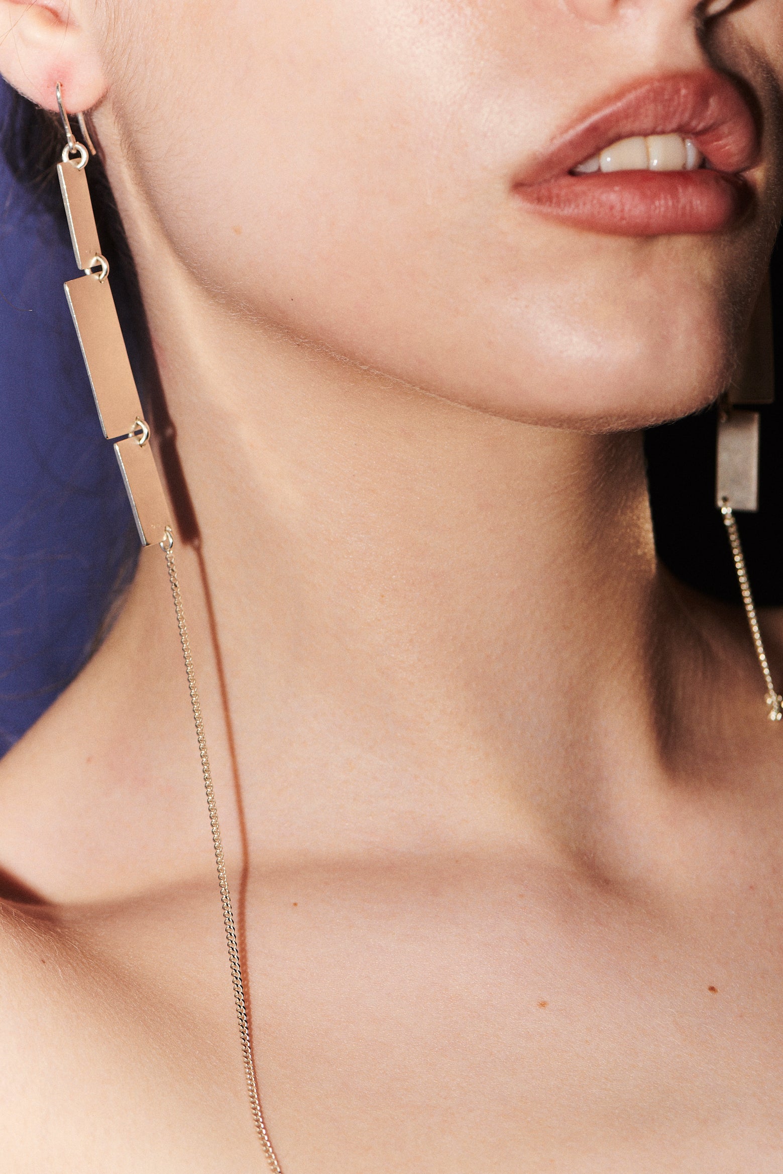 Ohrringe Silber Drop Kette Abstrakt Chaingang