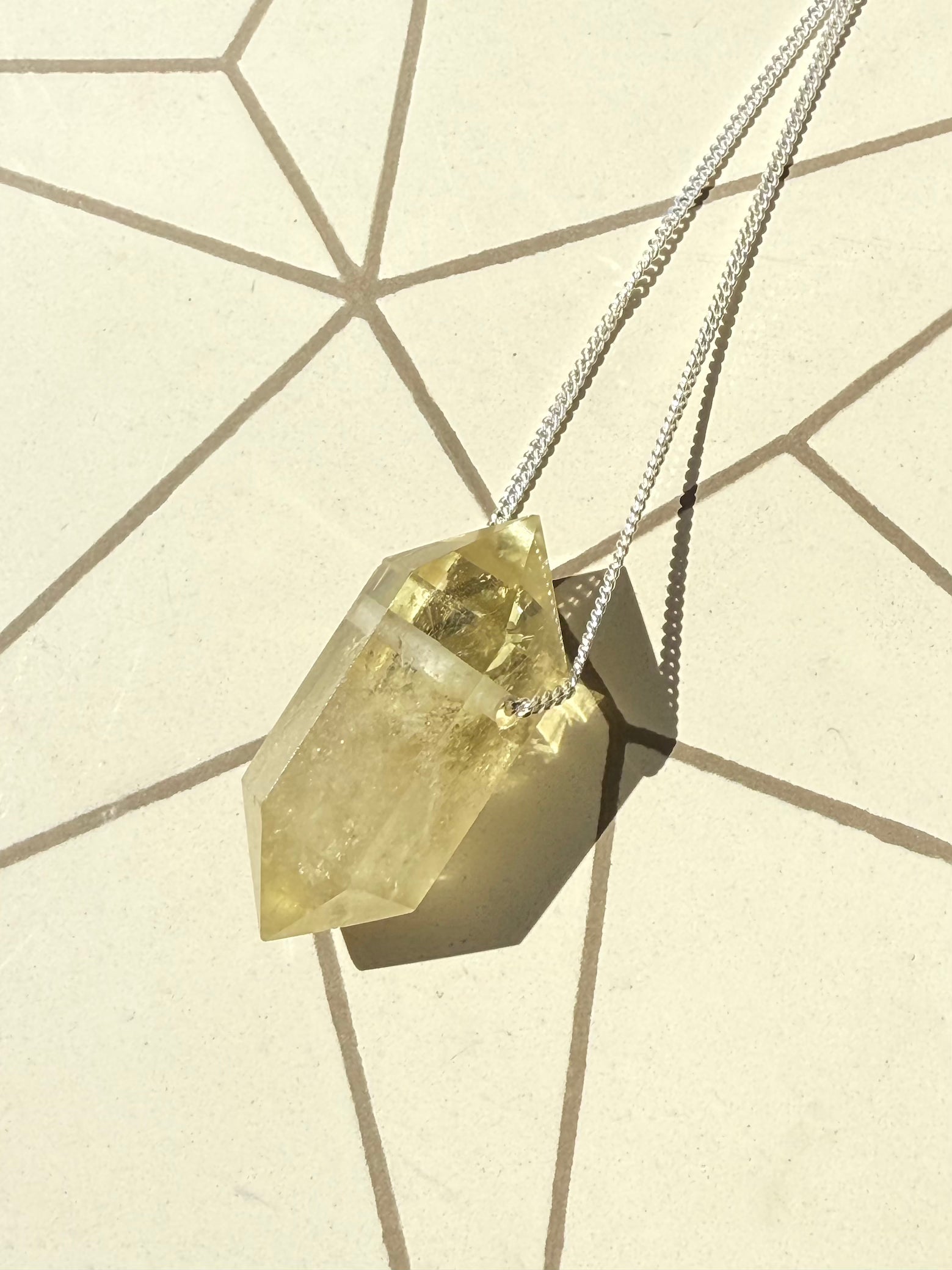 Halskette Lemon Quarz chaingang Silber