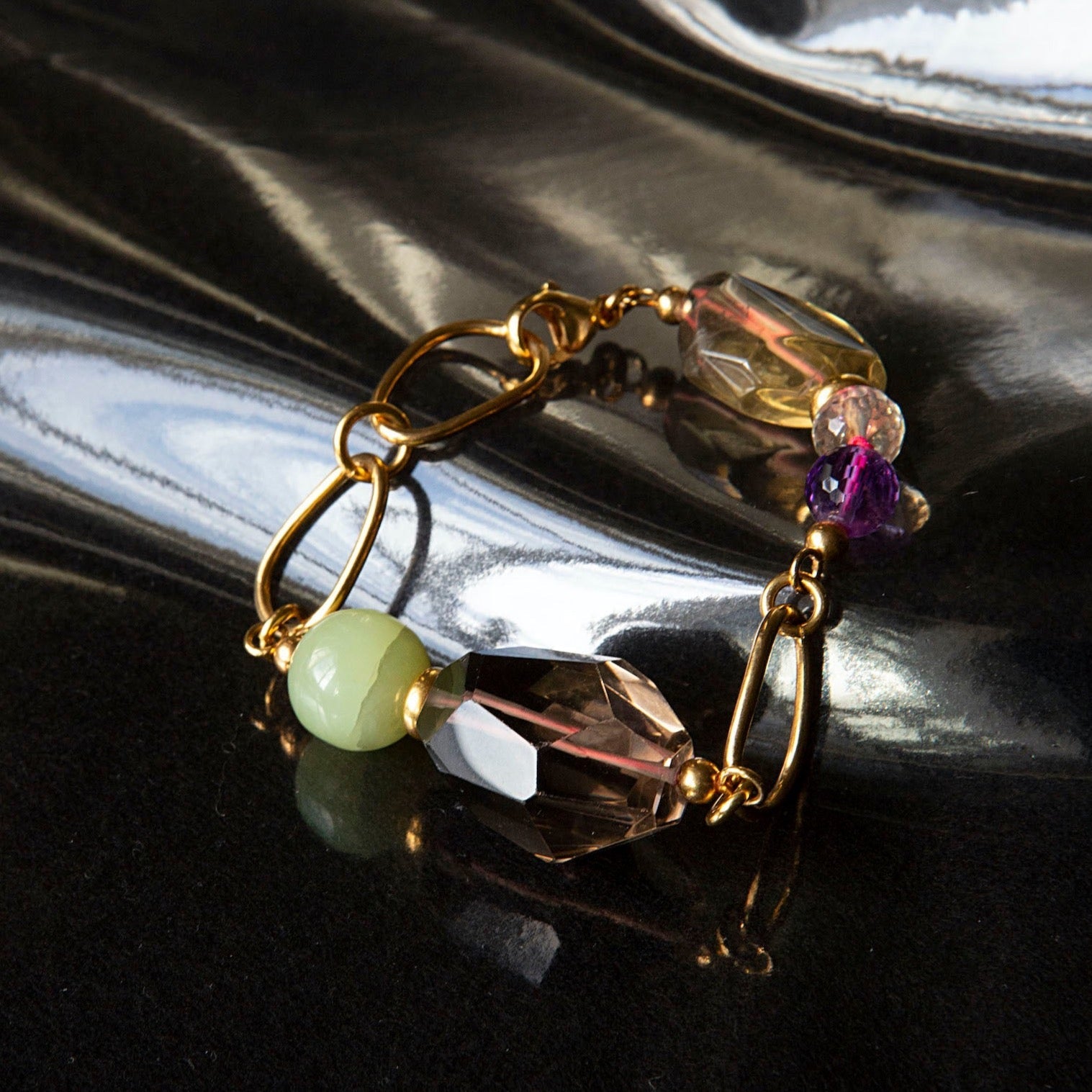 Armband Edelsteine Gold Chaingang