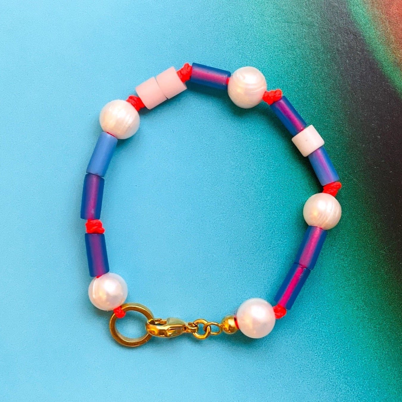 chaingang Armband blau Perlen 