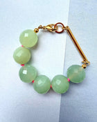 Armband Bowie / grüne Jade mit Gold und pinken Details