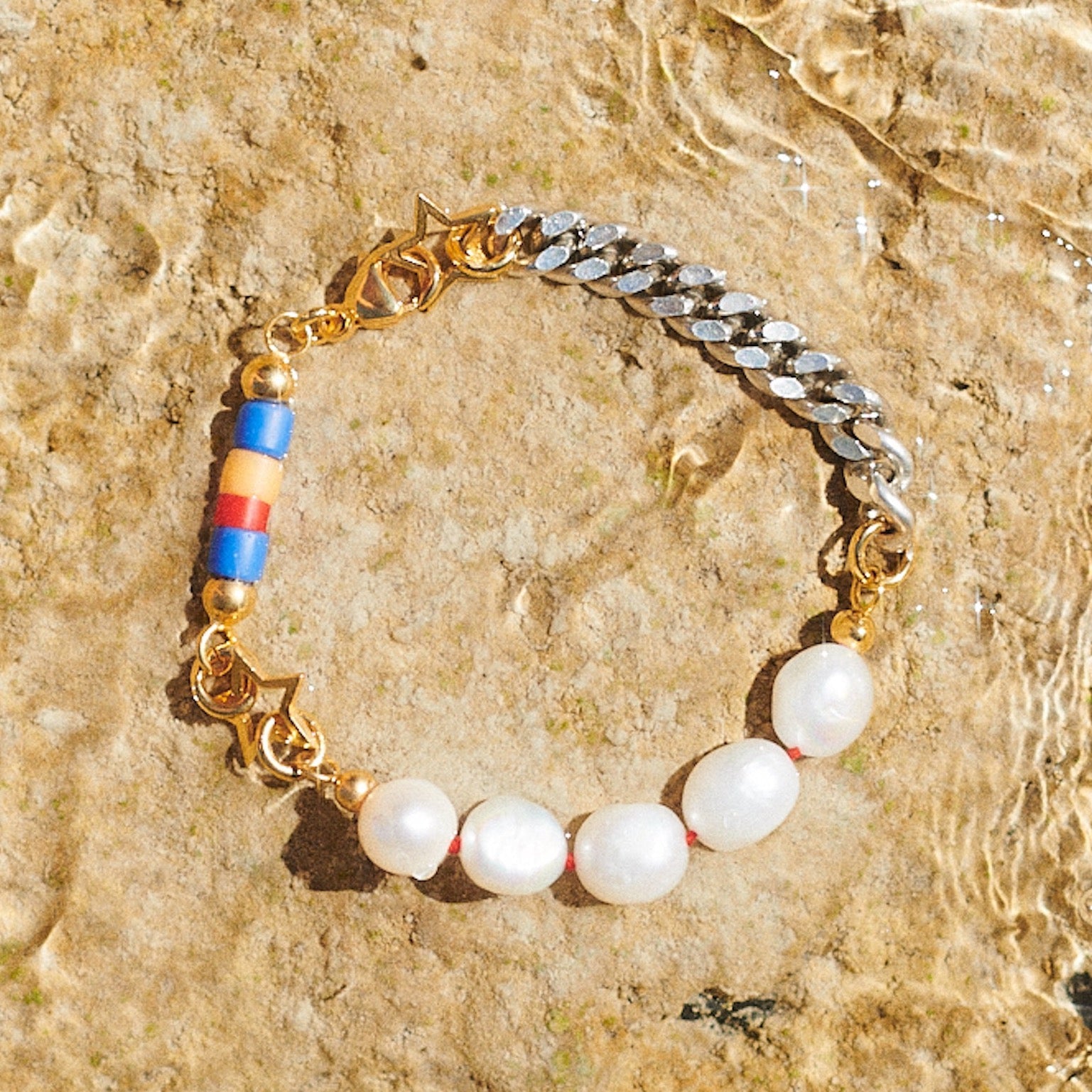 Armband Gold Silber Perlen Chaingang