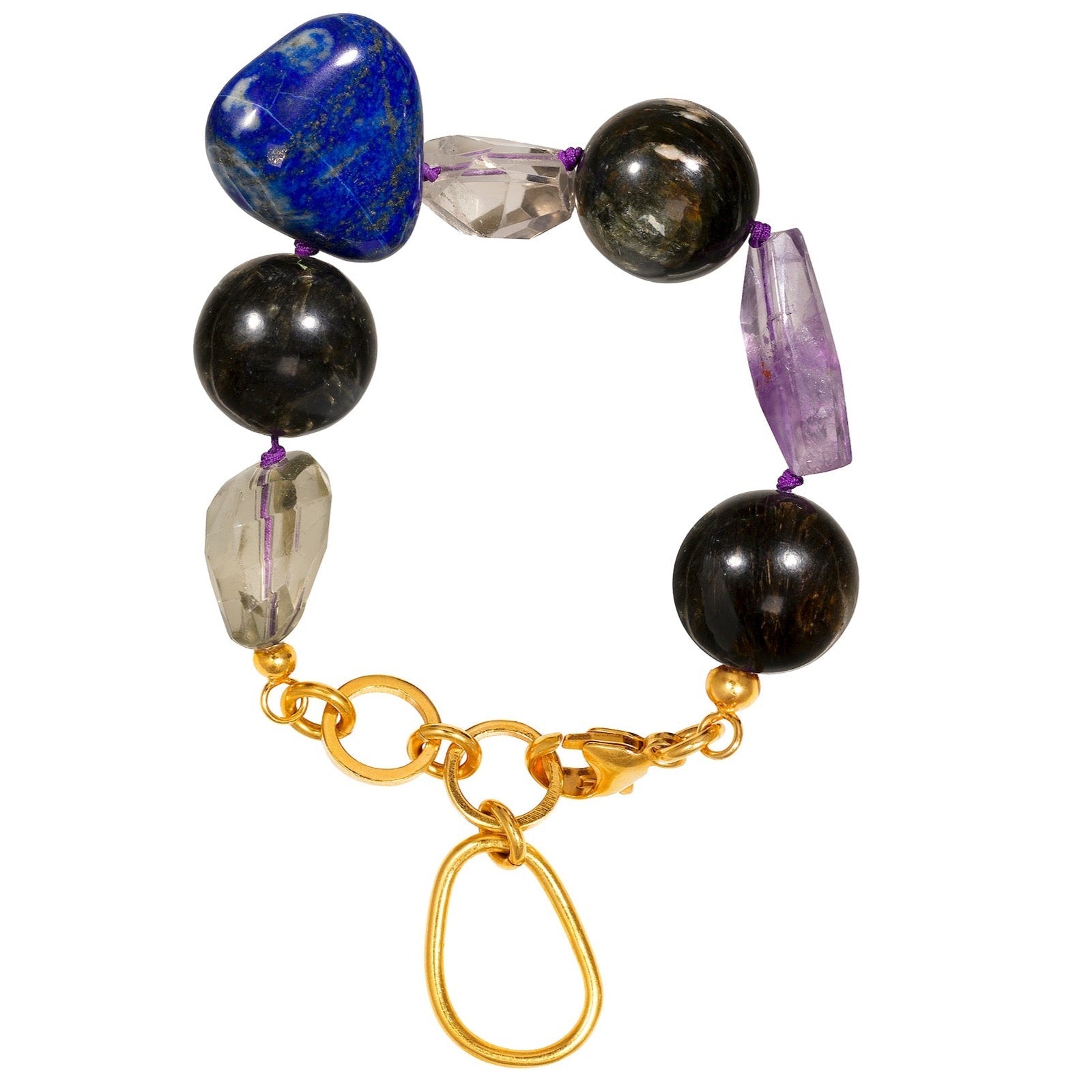 Armband Gold Edelsteine Statement Lila Cahingang