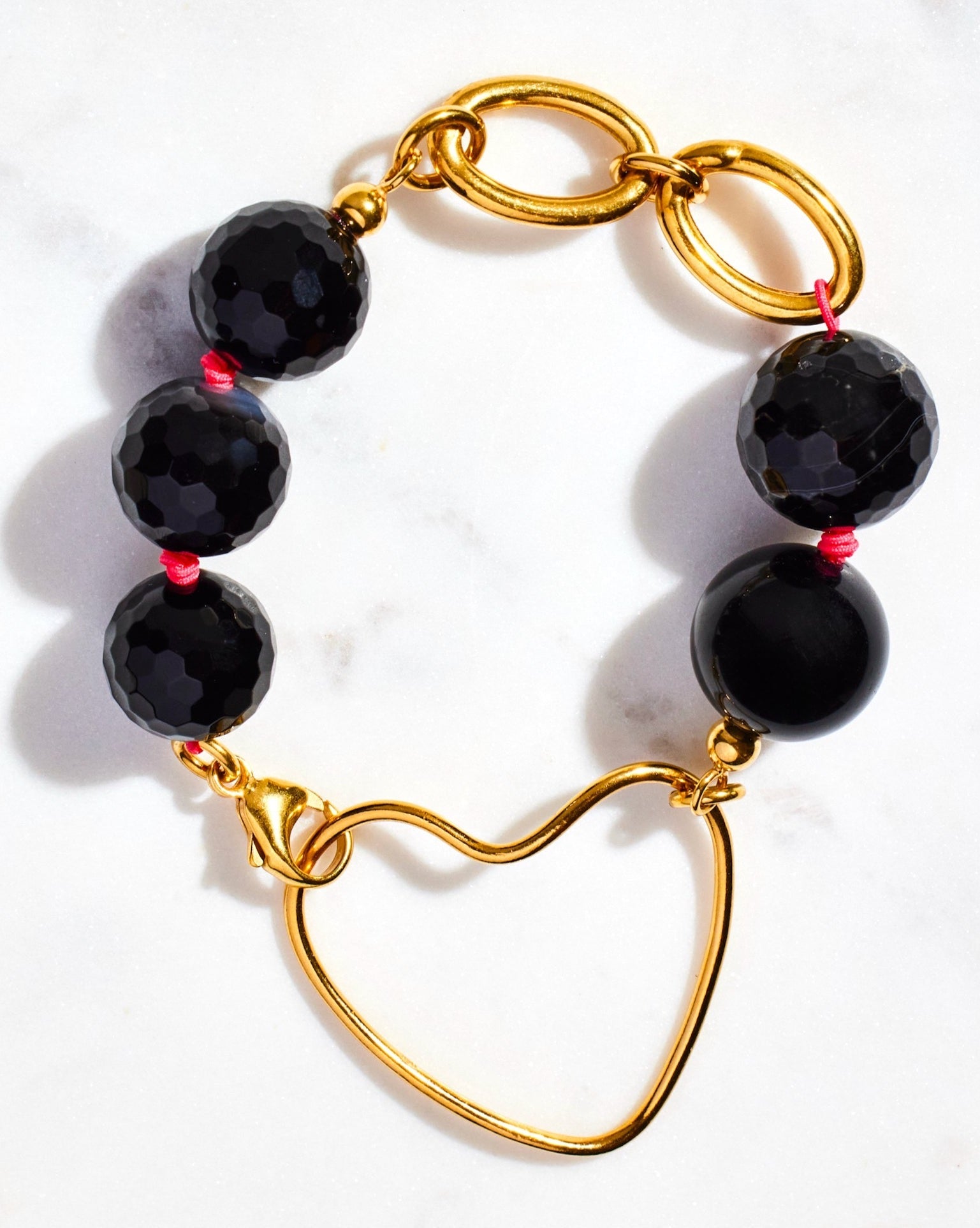 Armband Gold Schwarz Perlen Chunky Chaingang