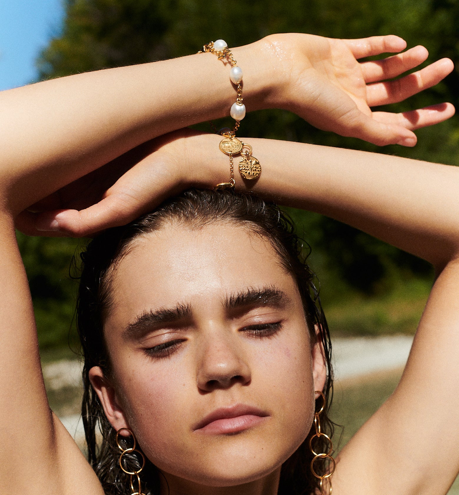 Armband Gold Statement Perlen Chaingang