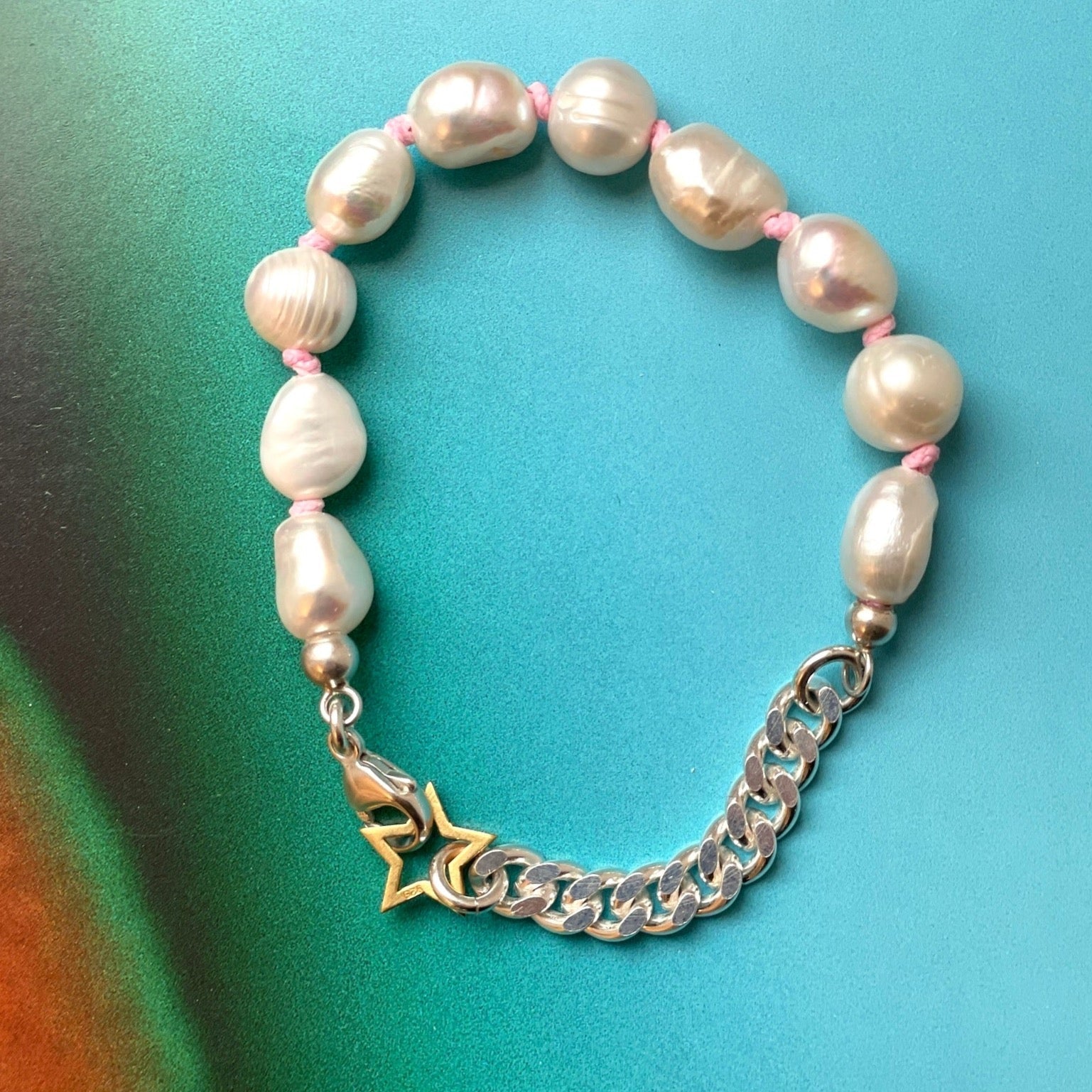 chaingang sosummer rosa Perlen Sterling-Silber