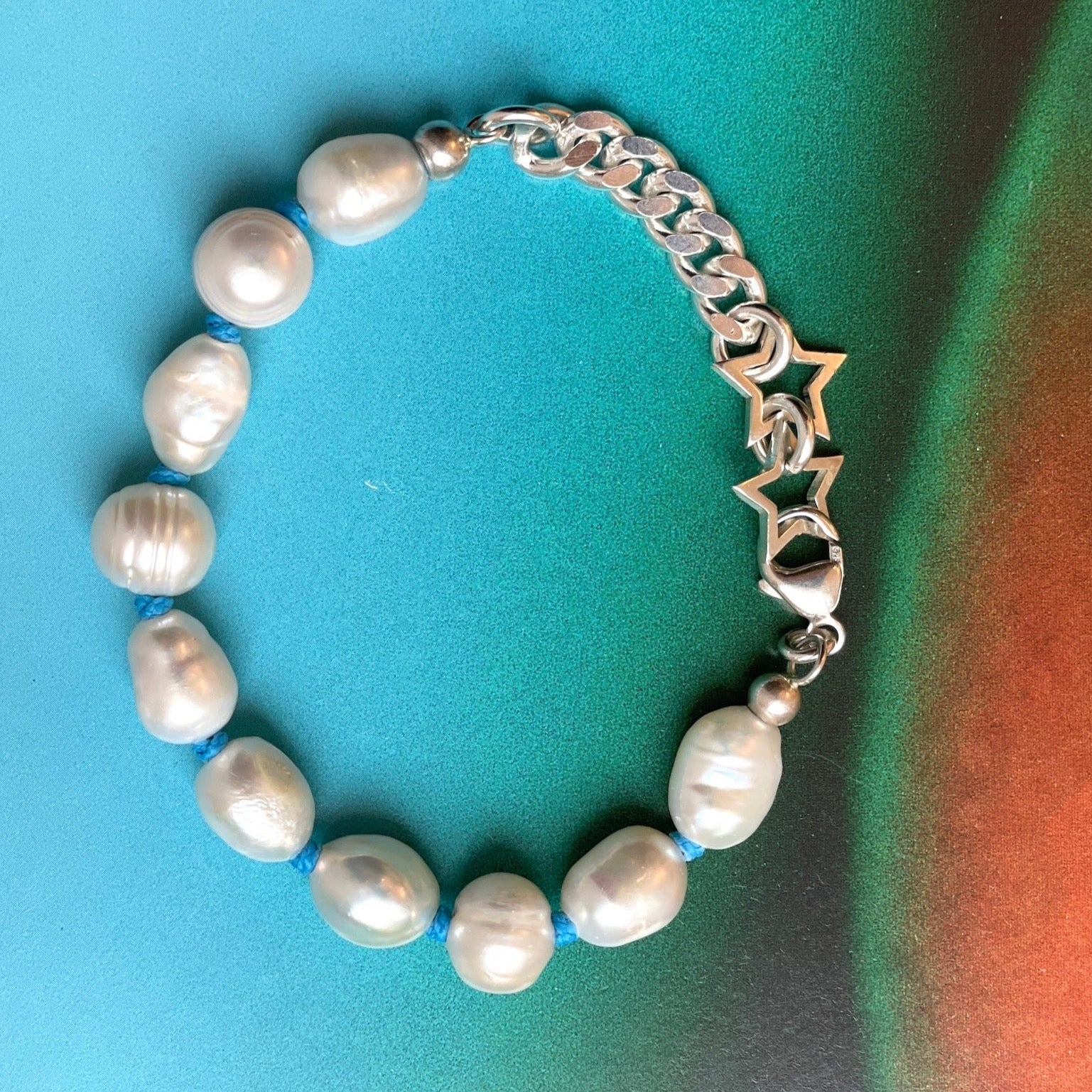 chaingang sosummer blau Perlen Sterling-Silber