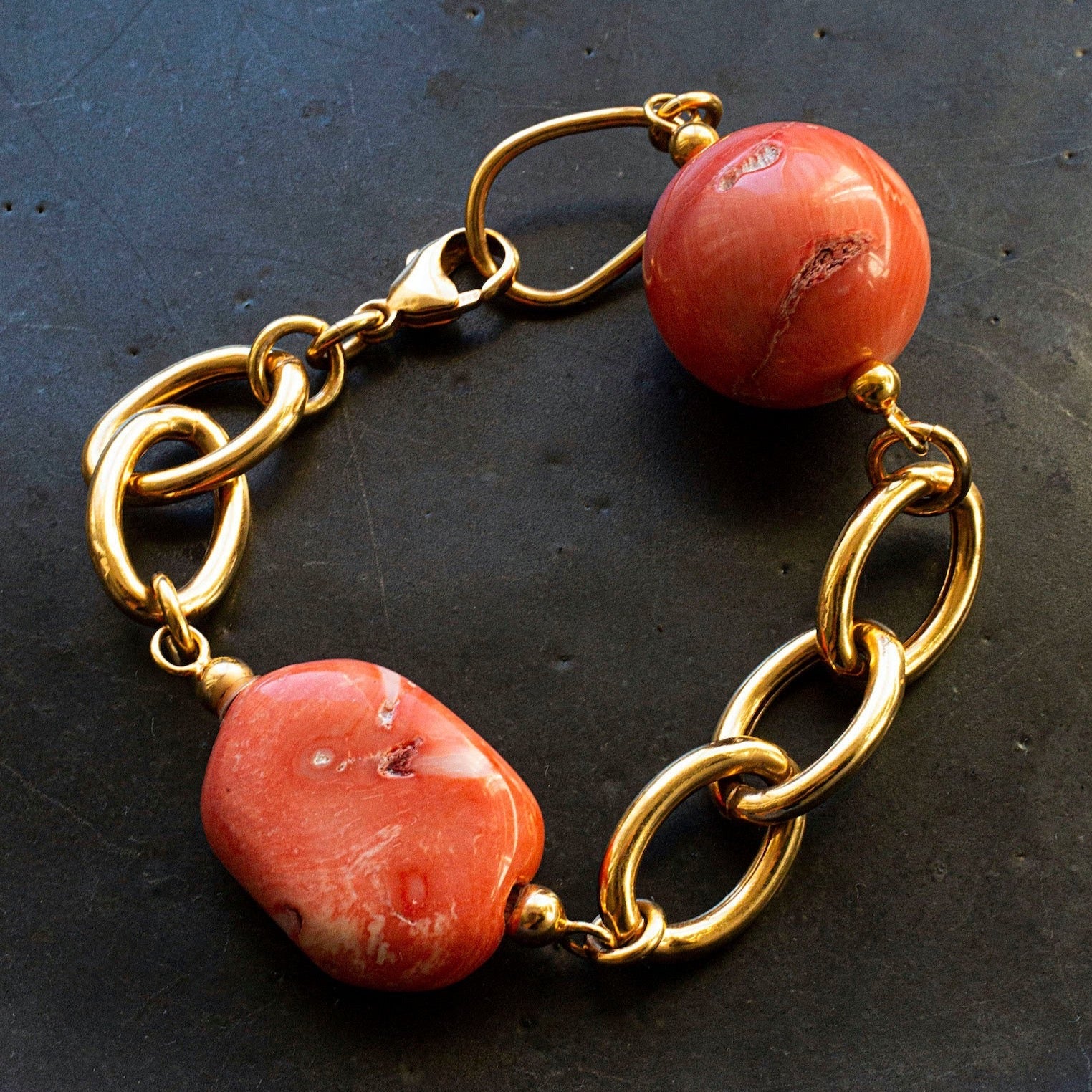 Armband Gold Chunky Koralle Chaingang