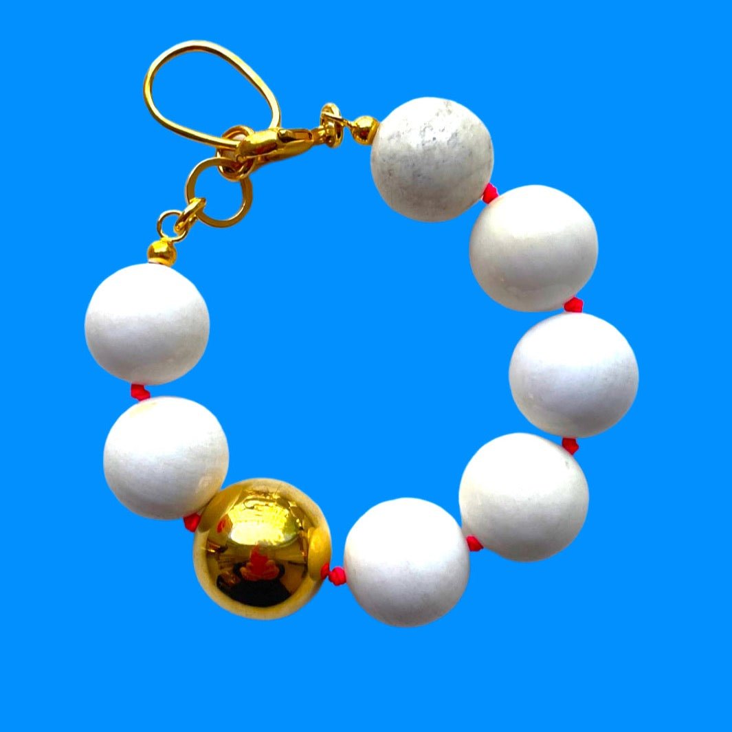 Armband Gold Weiß Perlen Chunky Chaingang