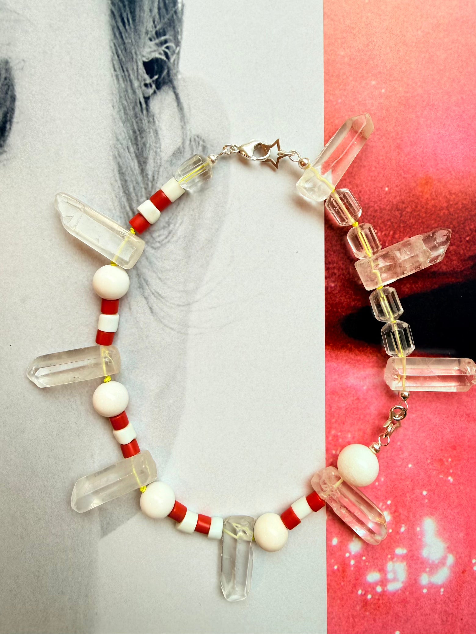 Bergkristall collier mit afrikanischen vintage Beads, handgemacht in München von chaingang