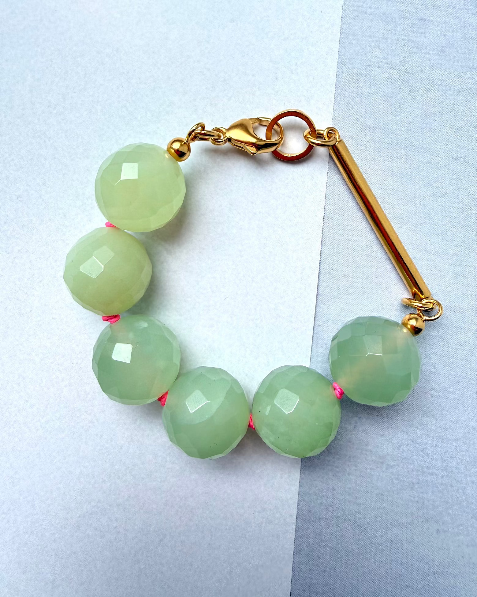 grünes Jade armband von chaingang mit gold