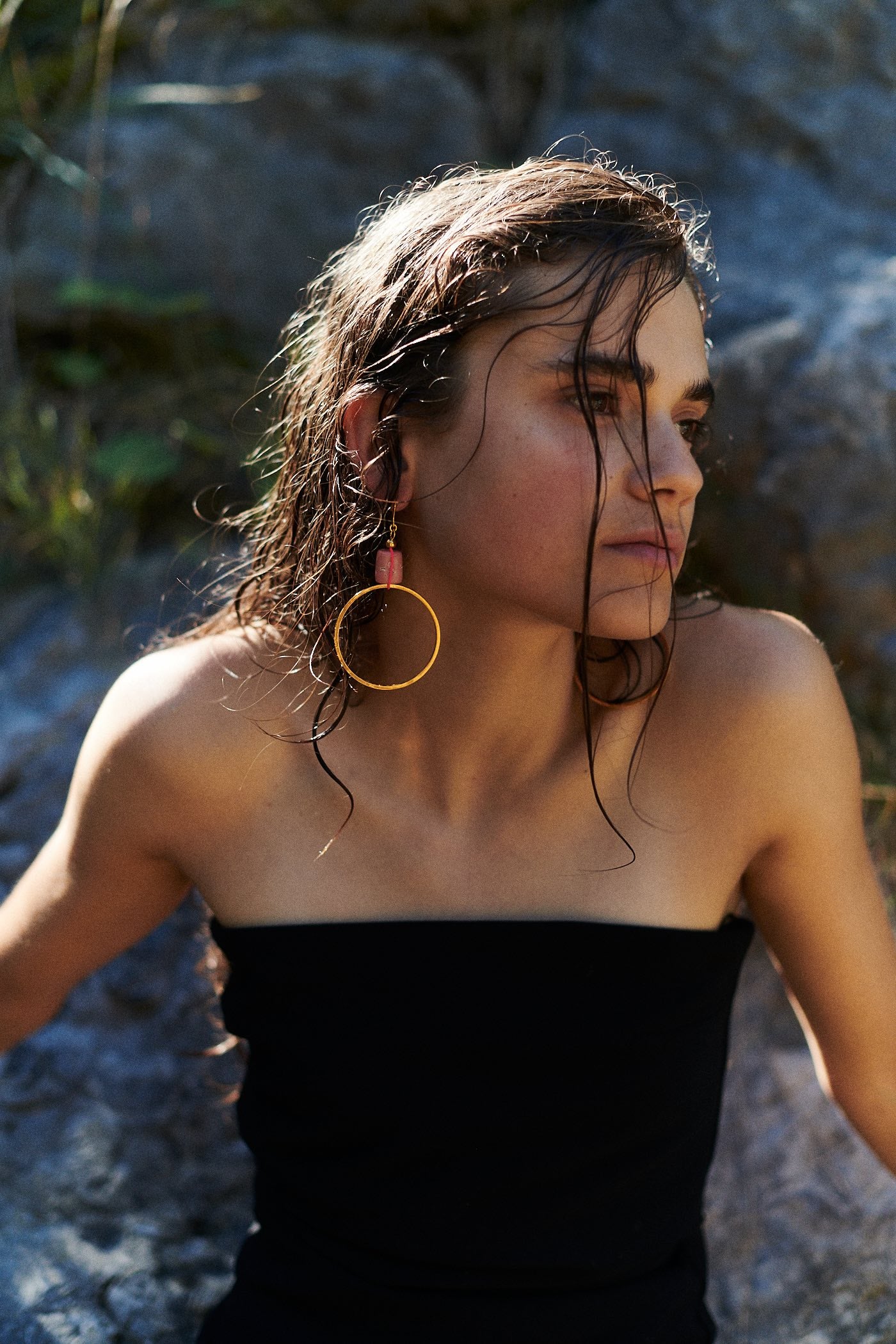 Ohrringe Gold Rosa Ring Koralle Chaingang