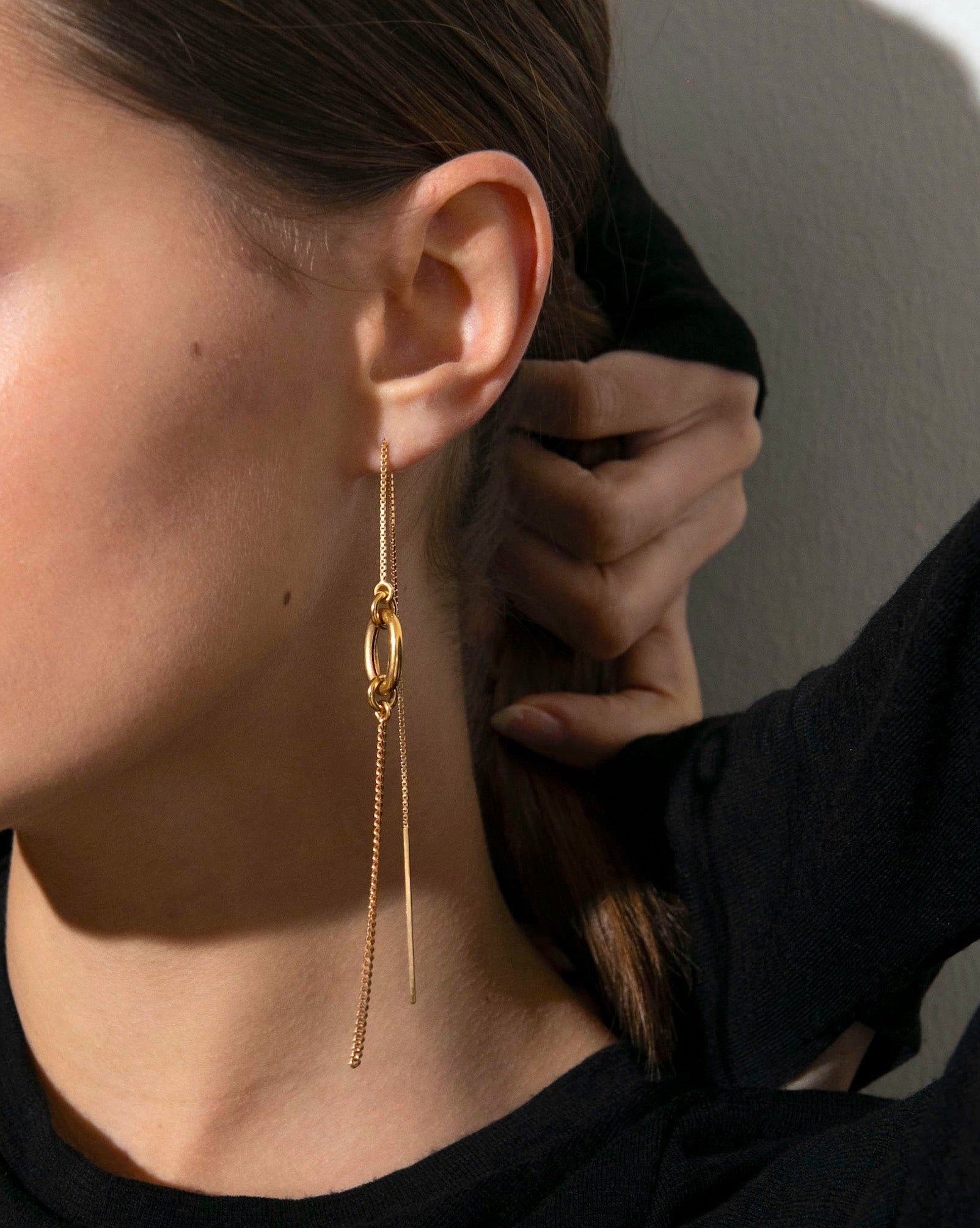 Ohrringe Gold Kette Ring Abstrakt Chaingang