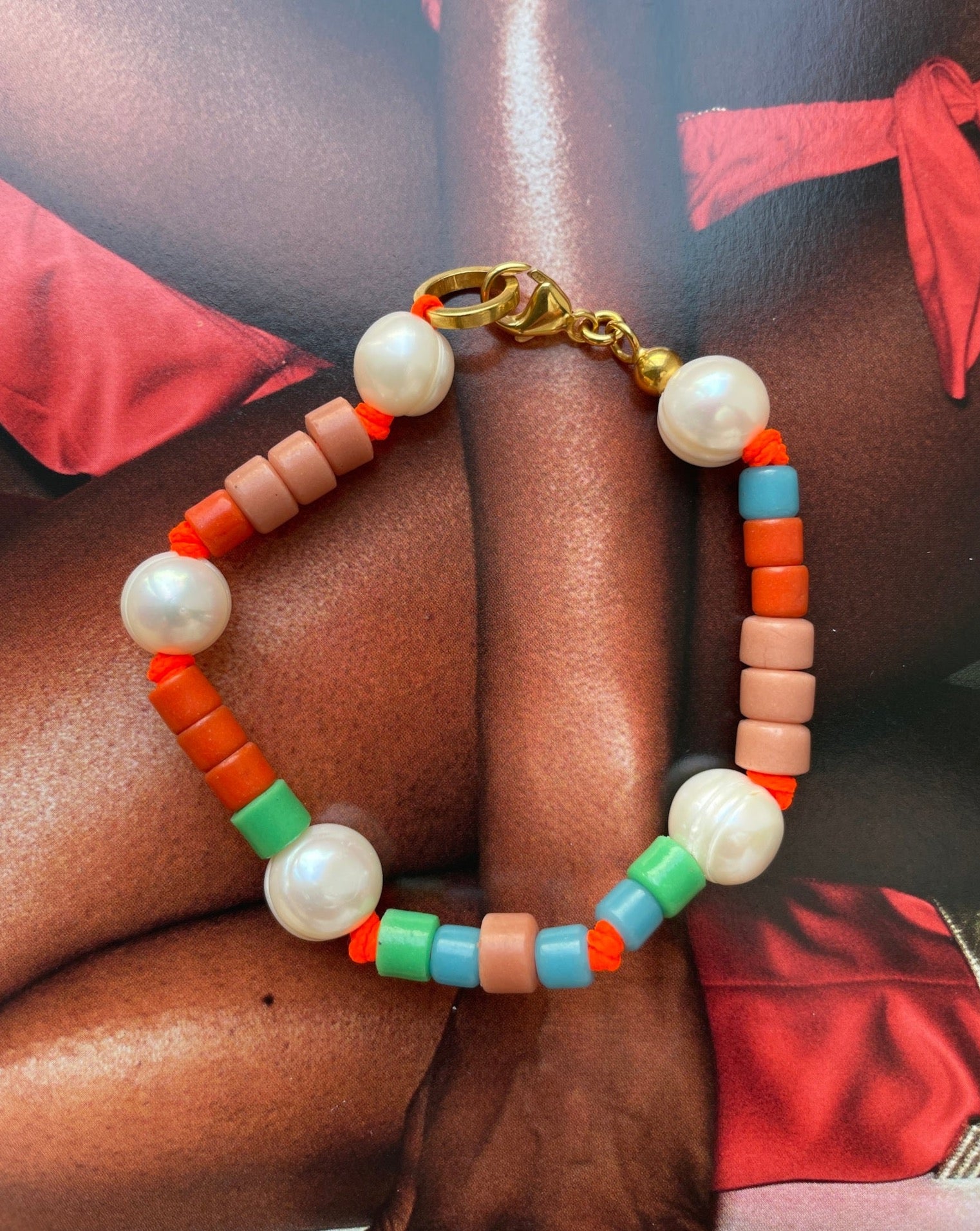 chaingang Armband bunt neon perle