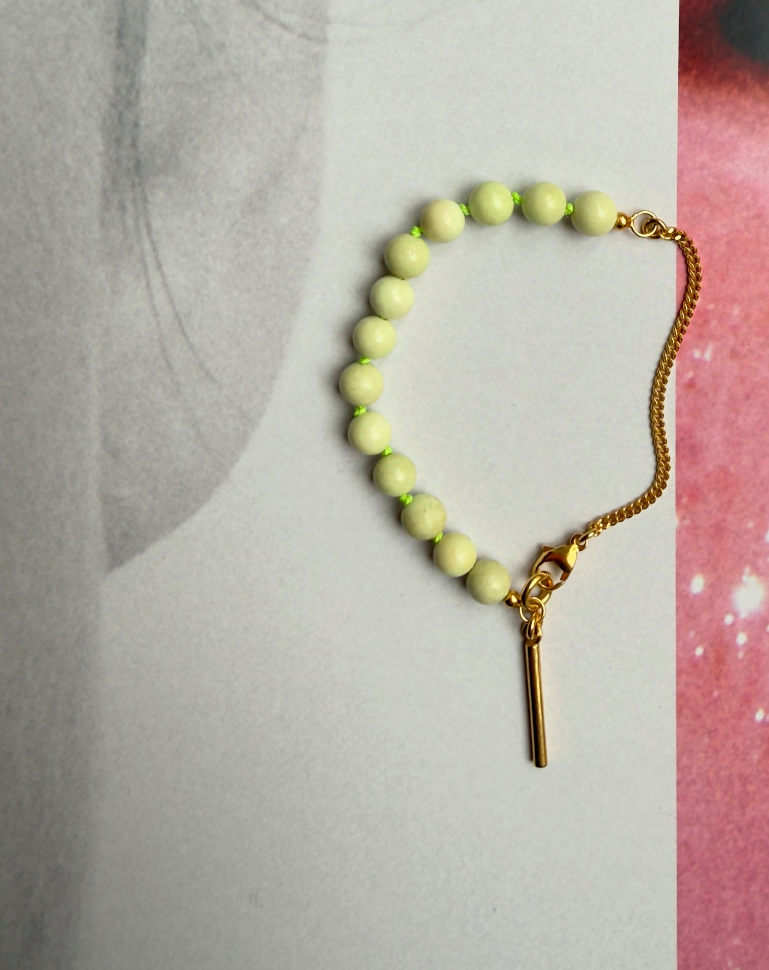 armband pistazien magnesit gold chaingang