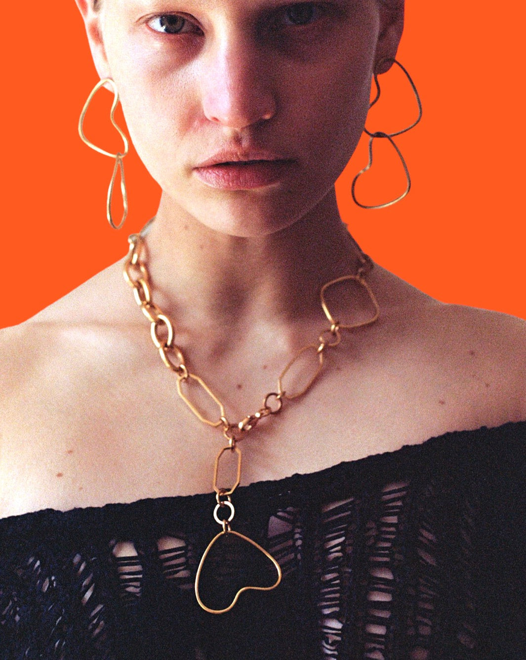 Halskette Gold Kette Herz Anhänger Statement Chaingang