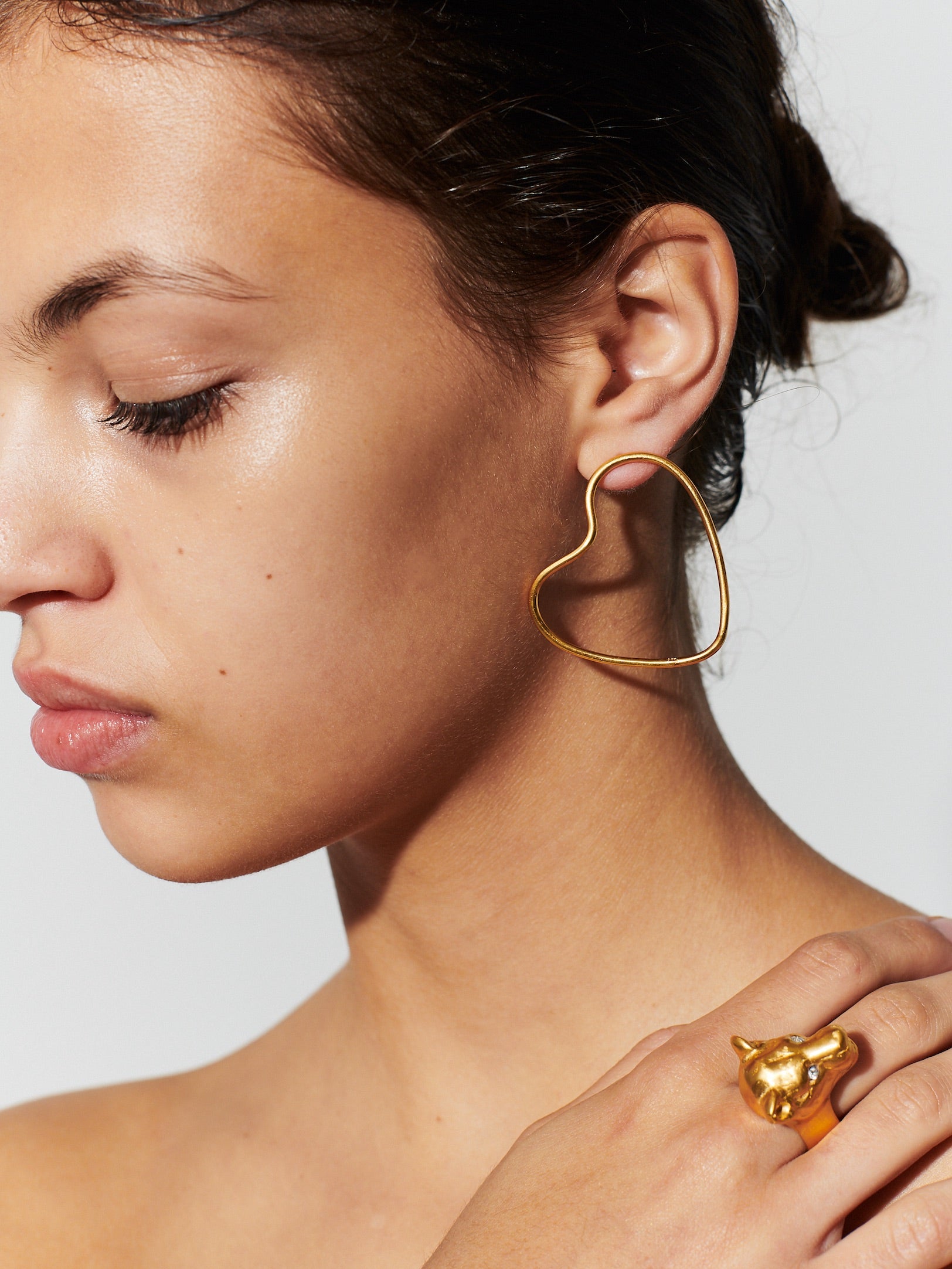 Ohrringe gold Herz Stecker abstrakt Chaingang