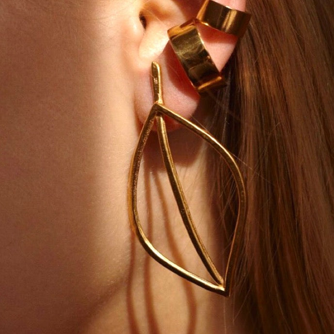 chaingang Ohrring leaf gold