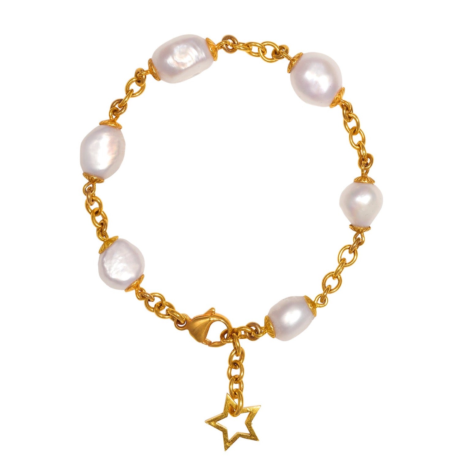 Armband Gold Perlen Stern Chaingang