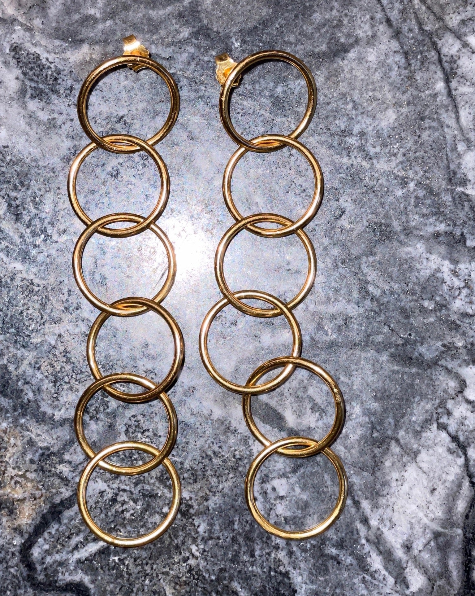 Ohrringe Gold Stecker Lang Ringe Kette Chaingang