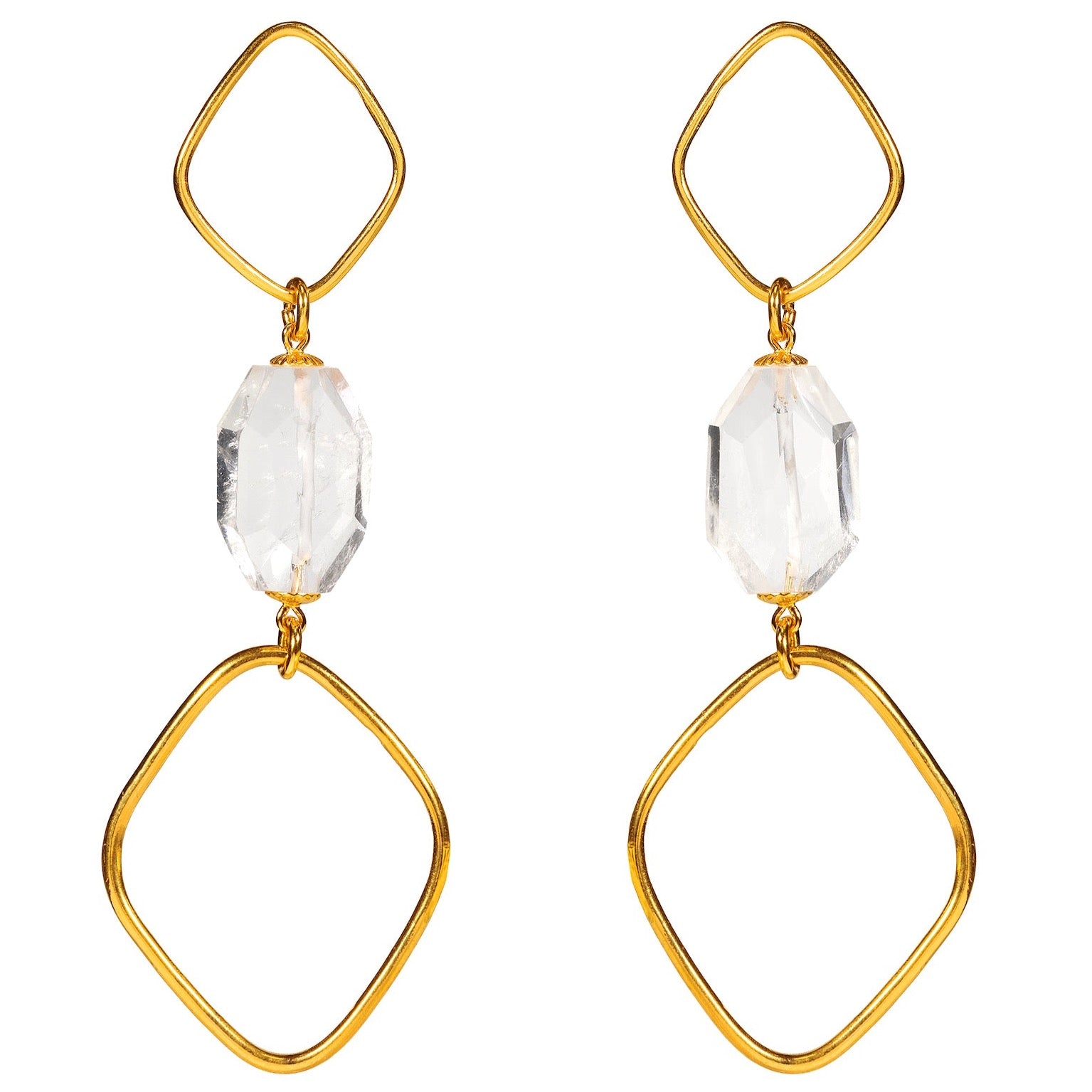 Ohrringe Gold Edelstein Lang abstrakt Statement Chaingang