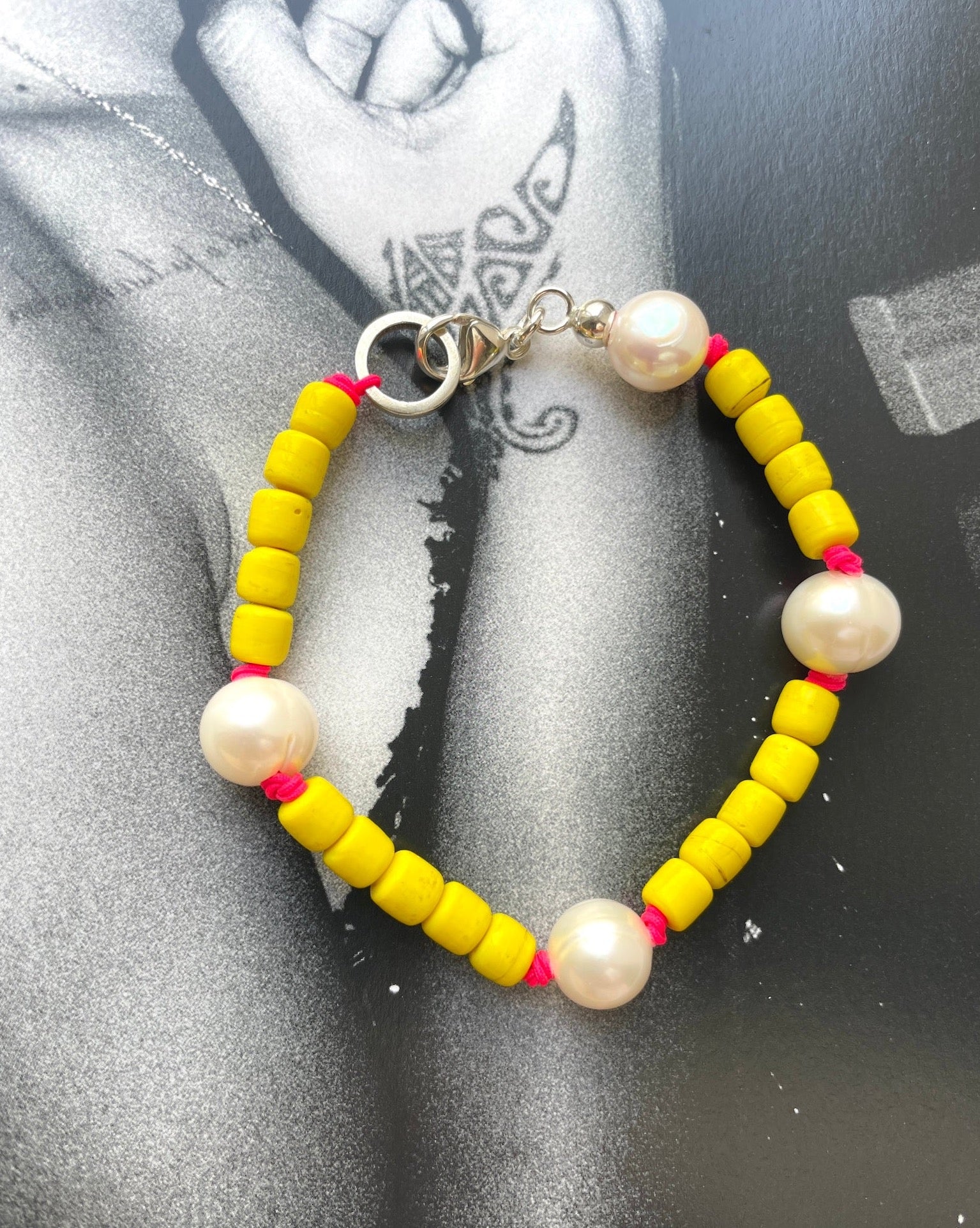 Armband Perlen Gelb Chaingang
