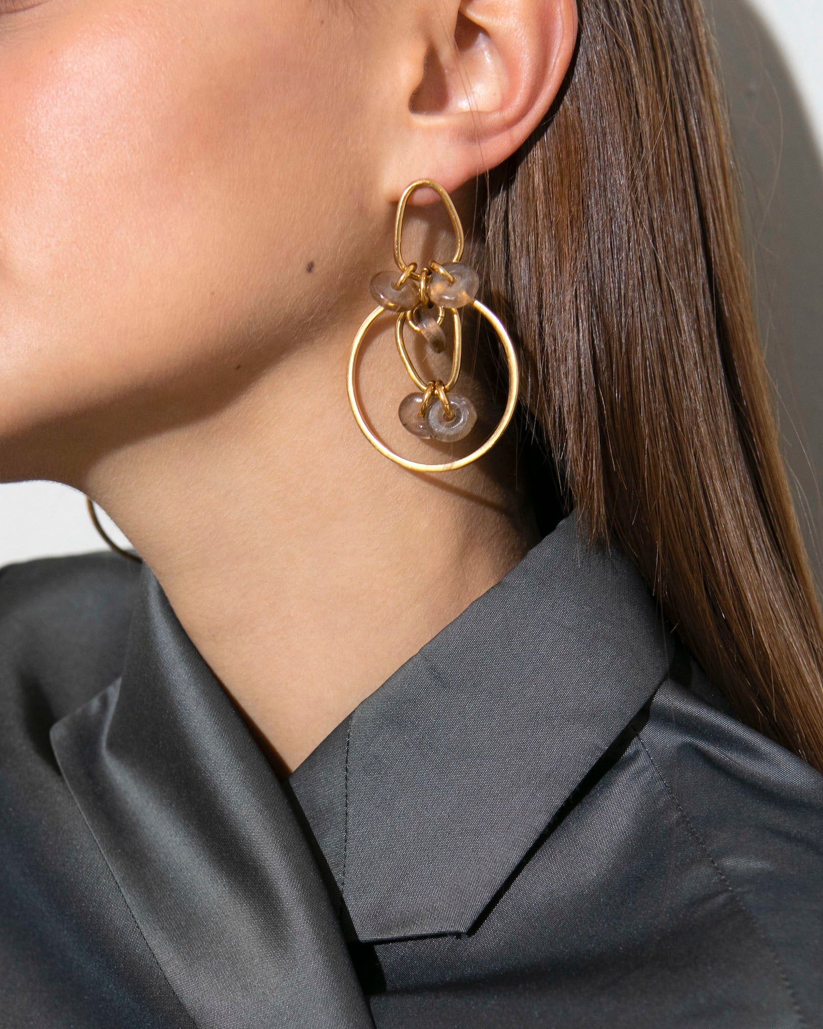 Ohrringe Gold Edelsteine ringe Abstrakt Chaingang