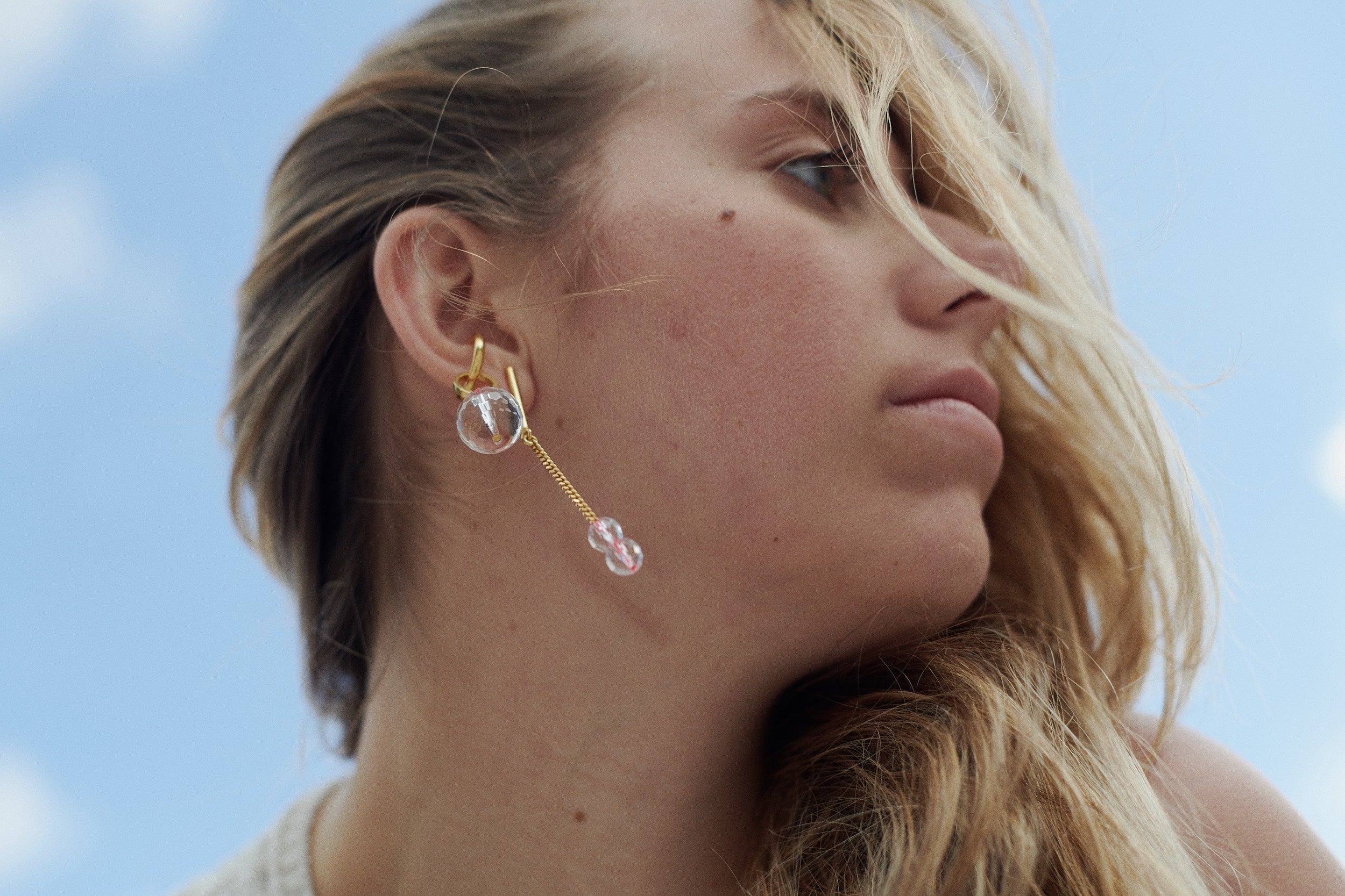 Bergkristall Ohrringe Gold pink
