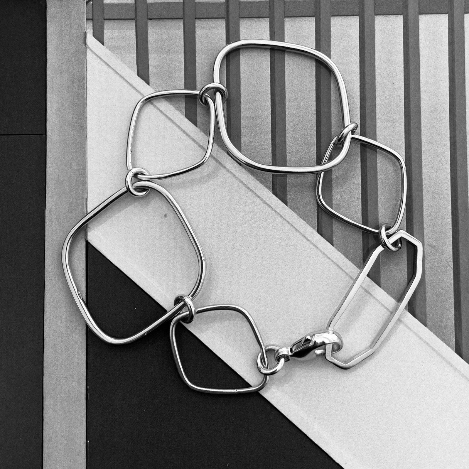 chaingang armband trapez sterling silber