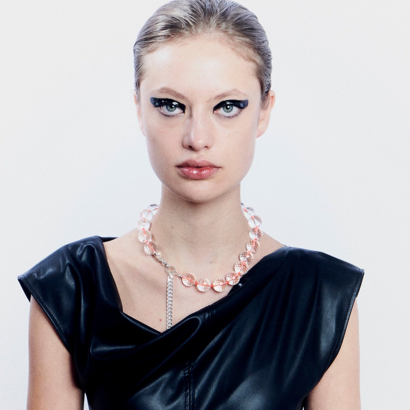 Collier Crystal Rock, Bergkristall Halskette mit neon, 925 Sterling Silber, handgefertigt in München