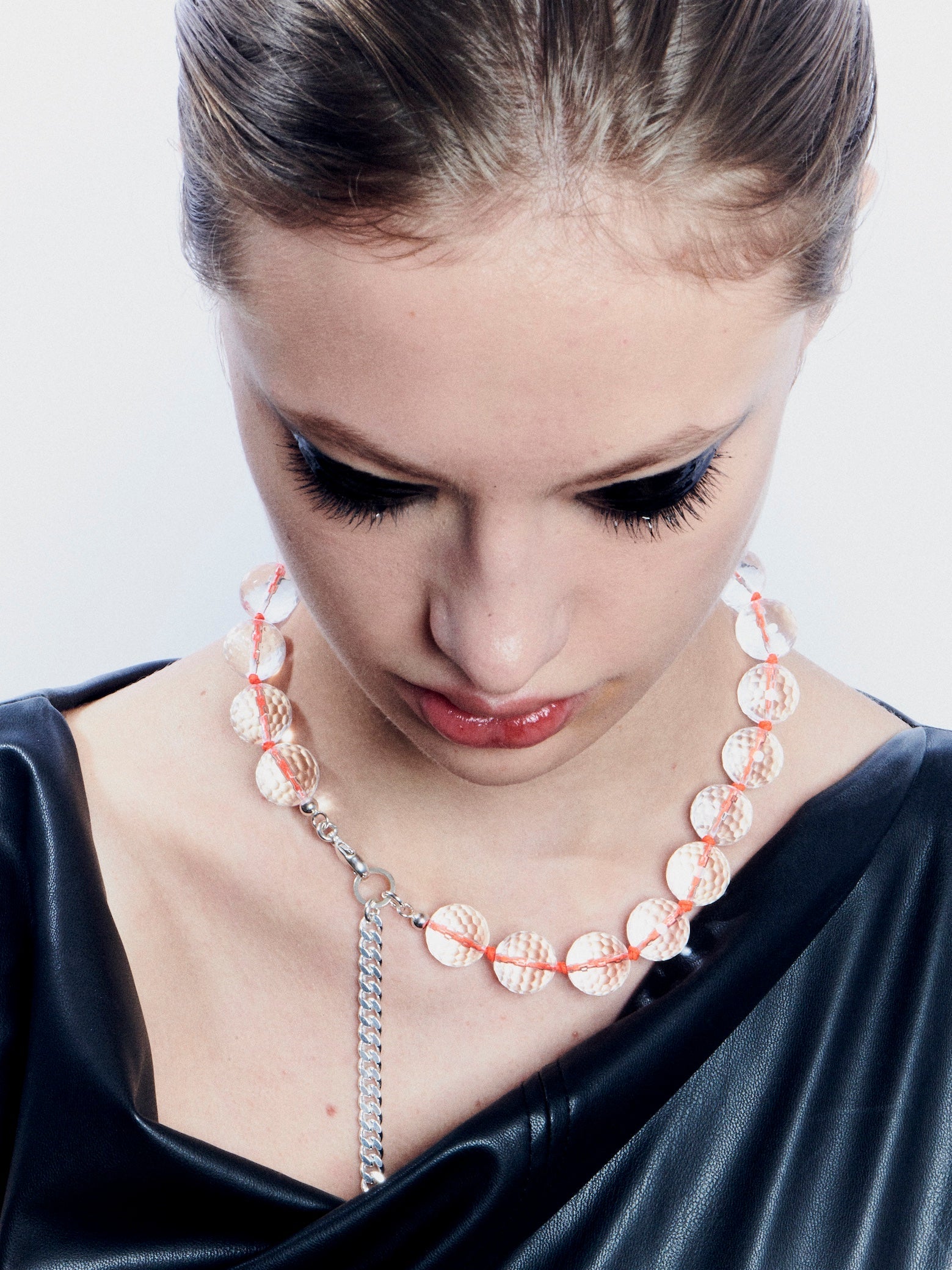 Collier Crystal Rock, chaingang Bergkristall mit neon, massives Silber, statement schmuck aus München