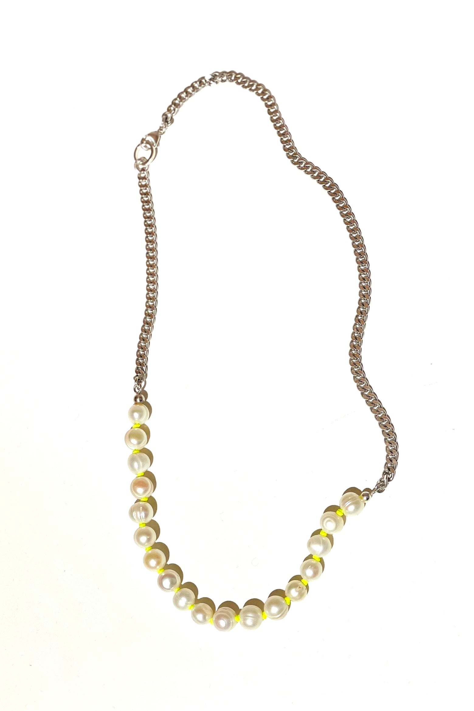 Halskette Perlen Silber Panzerkette Neon Chaingang