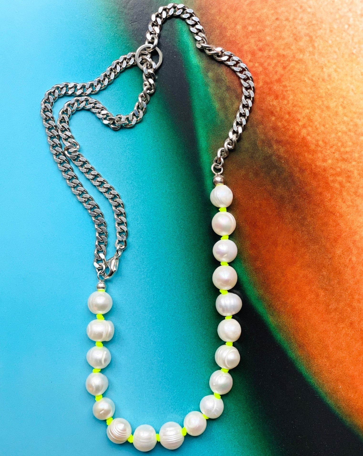 chaingang Panzerkette Freshwater Perlen Sterling Silber