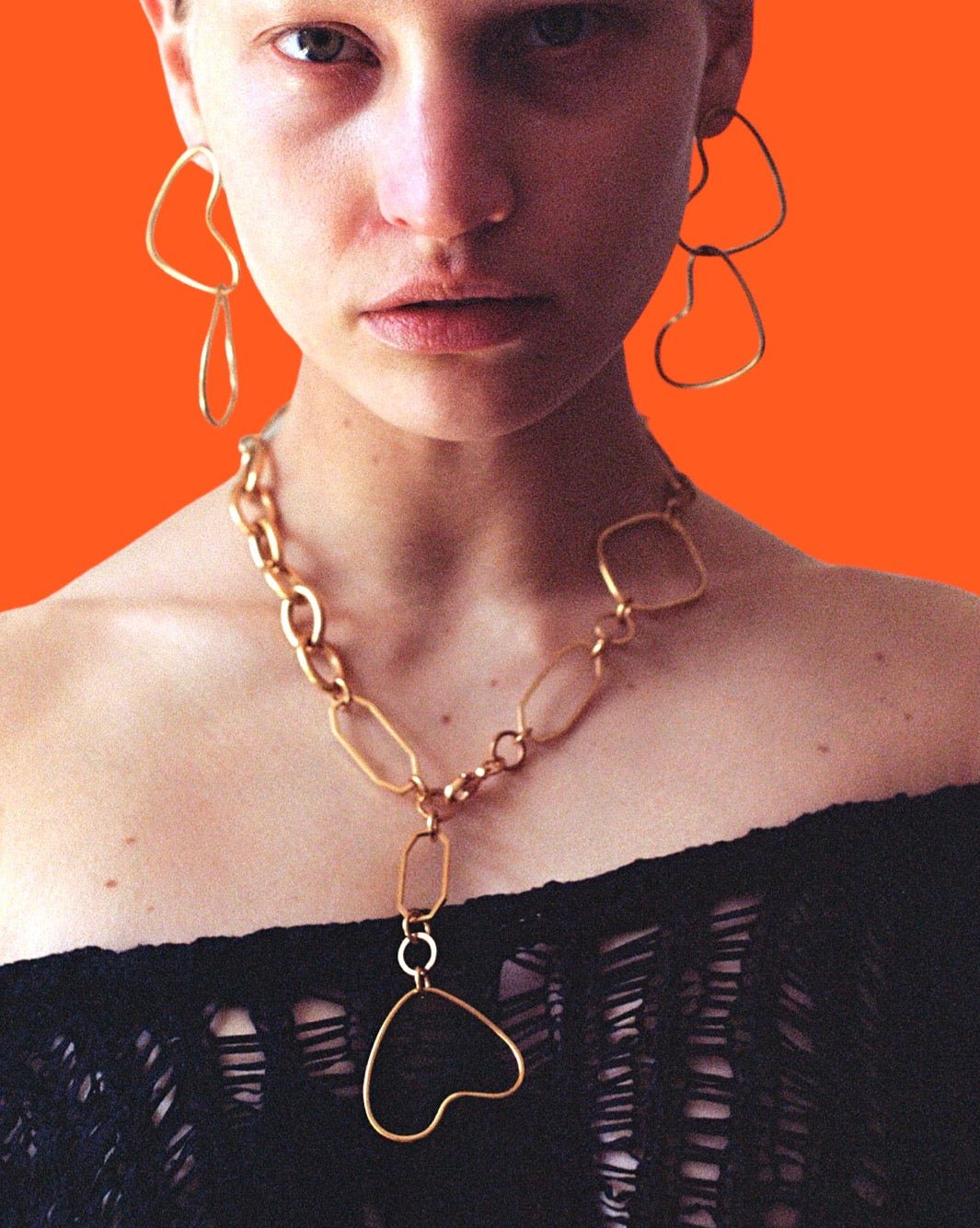 collier heart attack Halskette Gold Kette Herz Anhänger Statement Chaingang