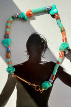 Collier Santa Fe | Türkis, antike Glasperlen und Gold