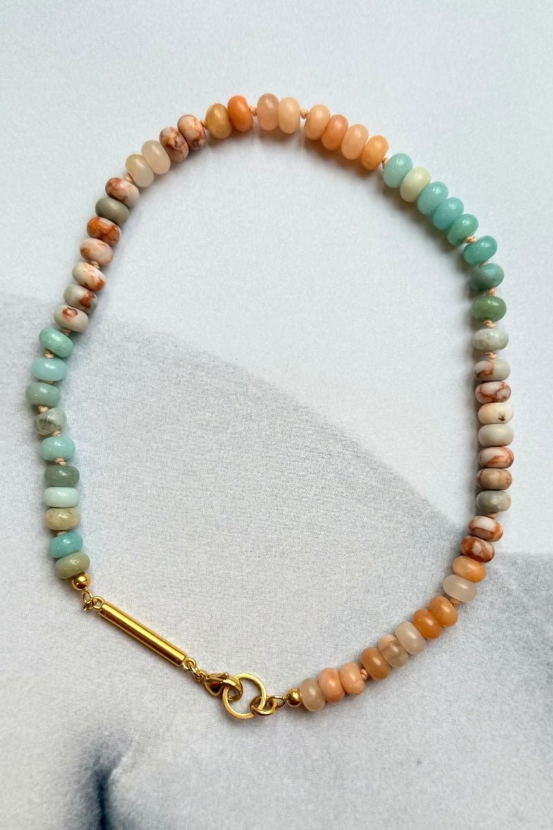 halsnahes collier sunray sonnenstein amazonit aus München von Caingang