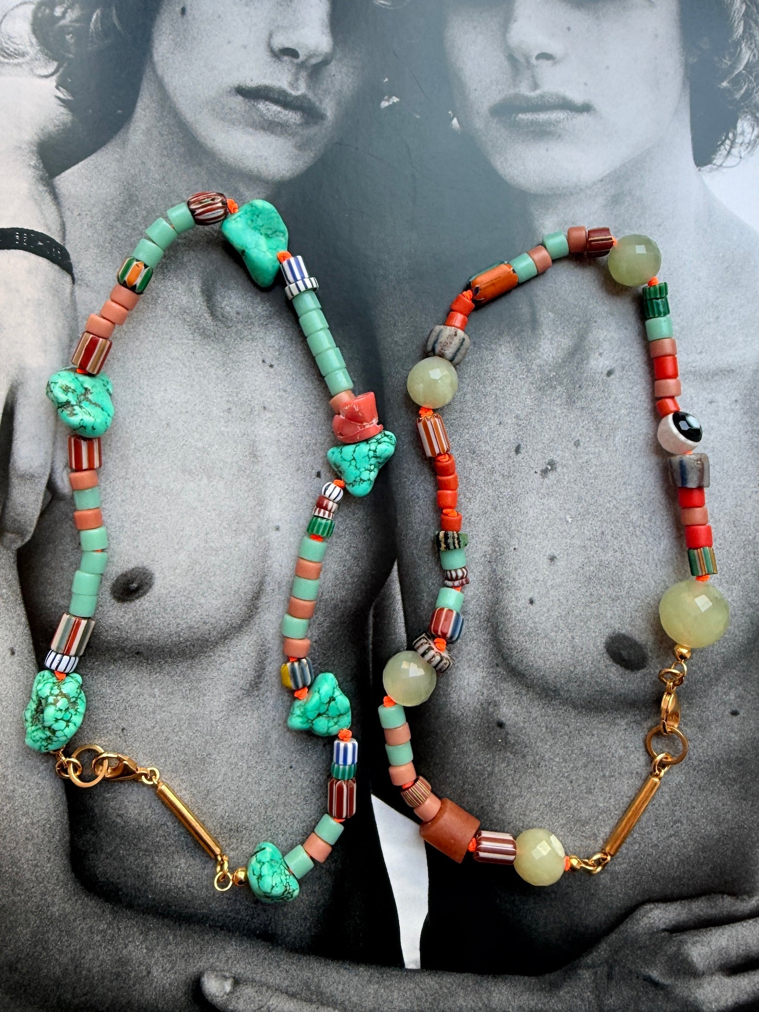 Collier Mérida | Jade, Erdtöne und Gold