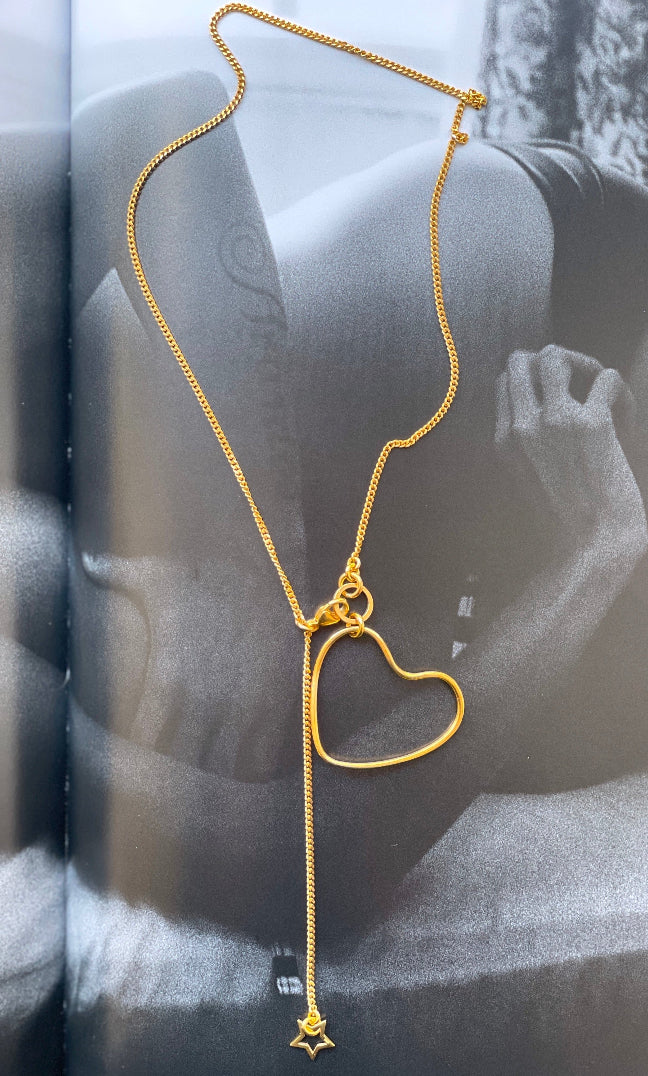 Halskette Give Me Your Heart Gold Stern Herz Asymetrisch Chaingang