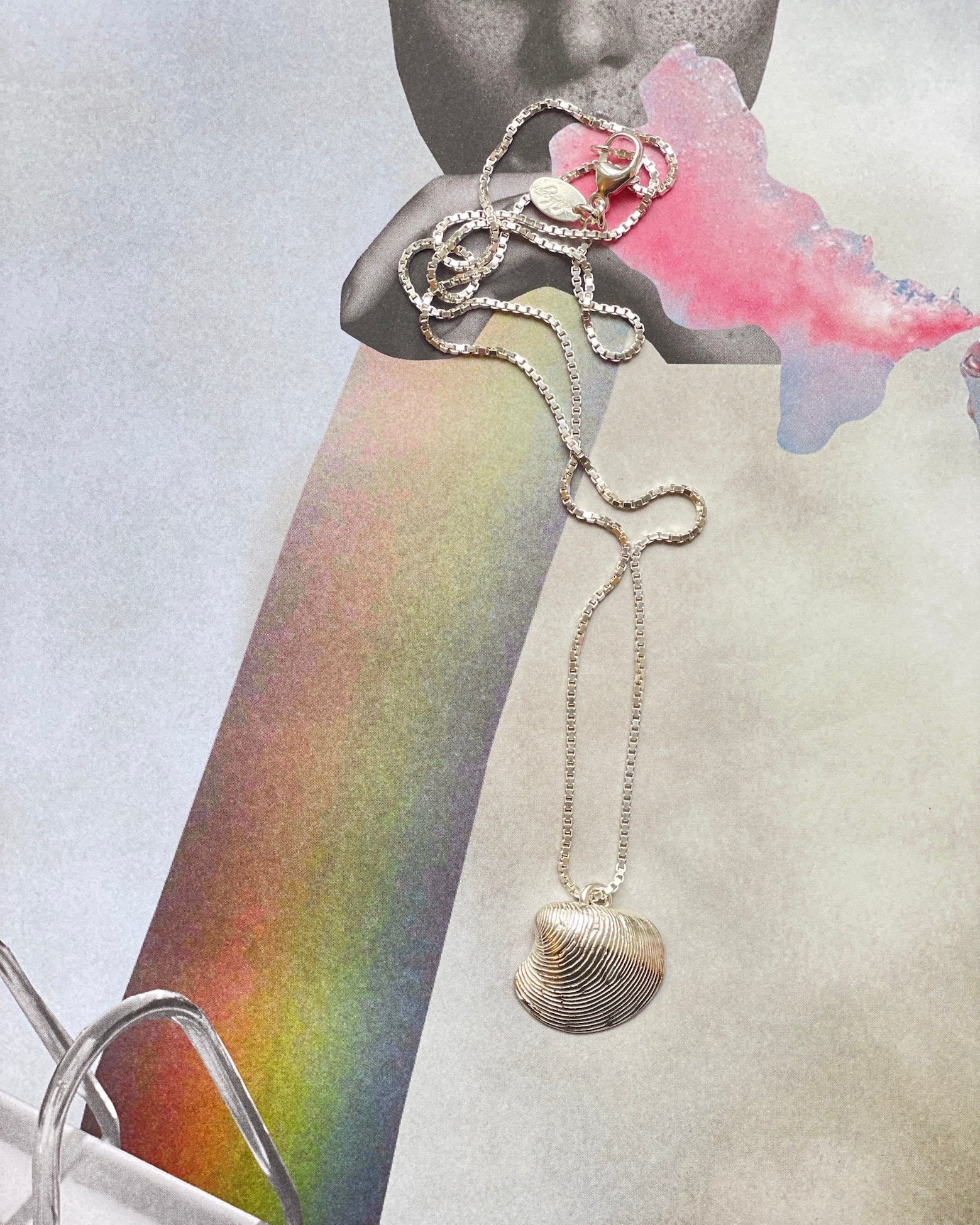 Muschel an Halskette Silber Shell Chaingang