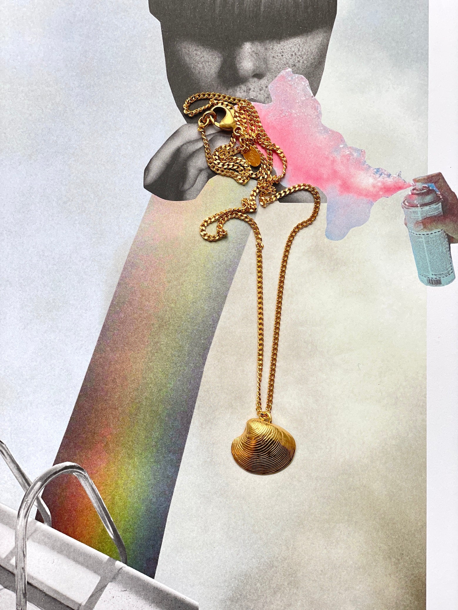 Muschel an Halskette Chaingang gold