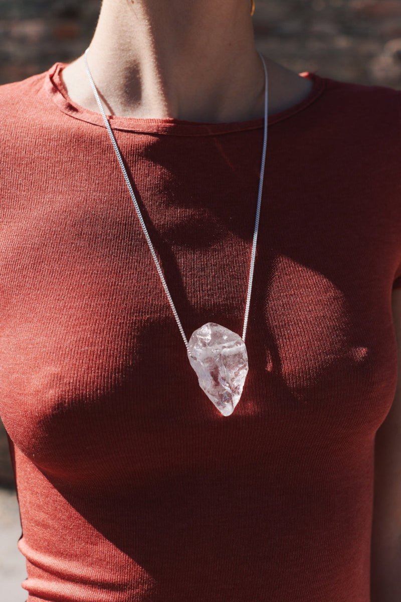 Bergkristall Anhänger the Rock an Sterling Silber Kette