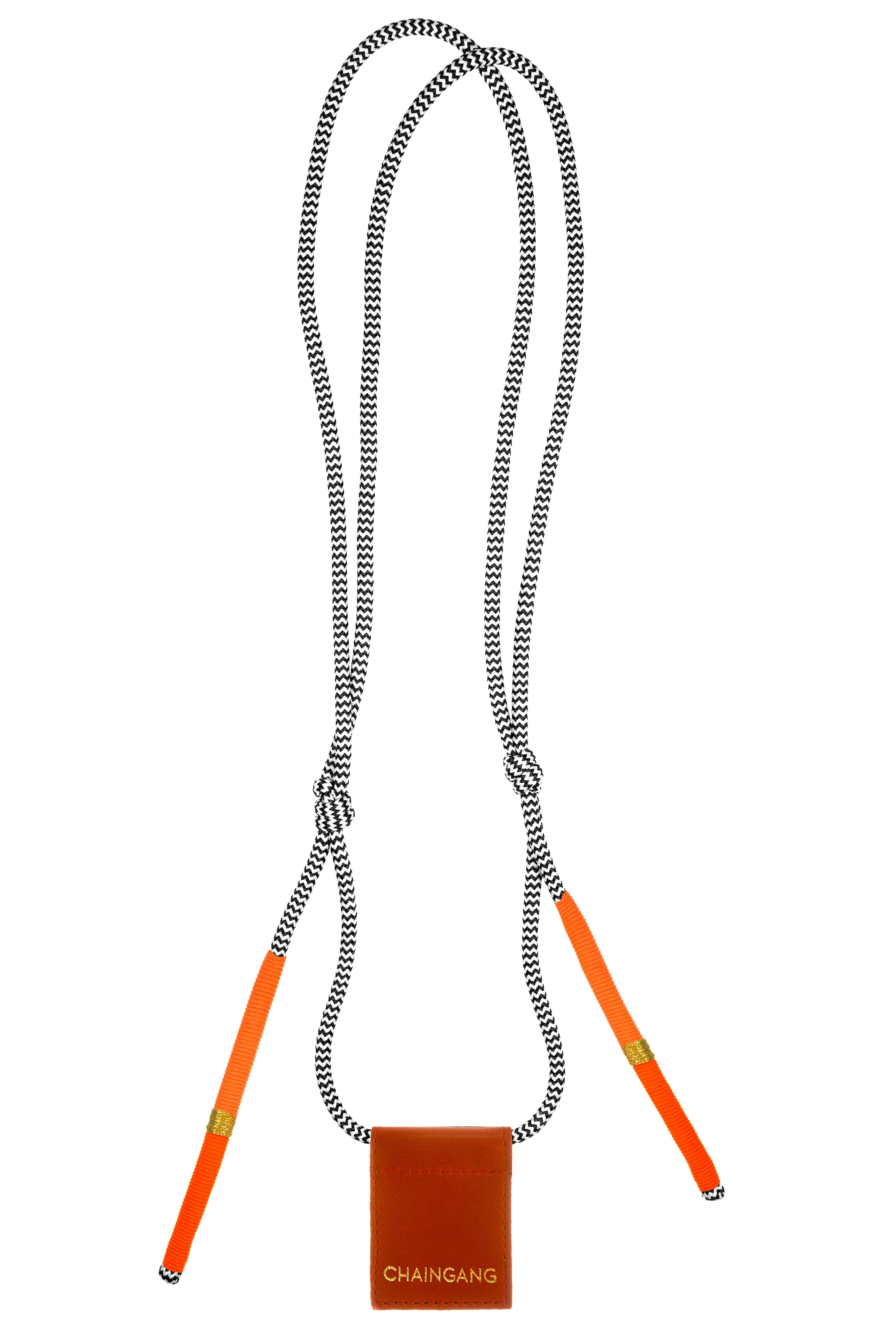 Handykette Schwarz Weiß Orange Leder Chaingang