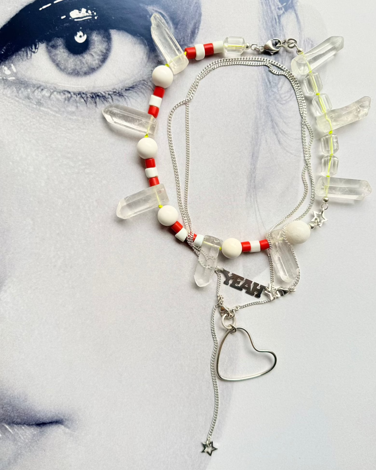 Layering Bergkristall Halsketten Silber, handgemacht aus München