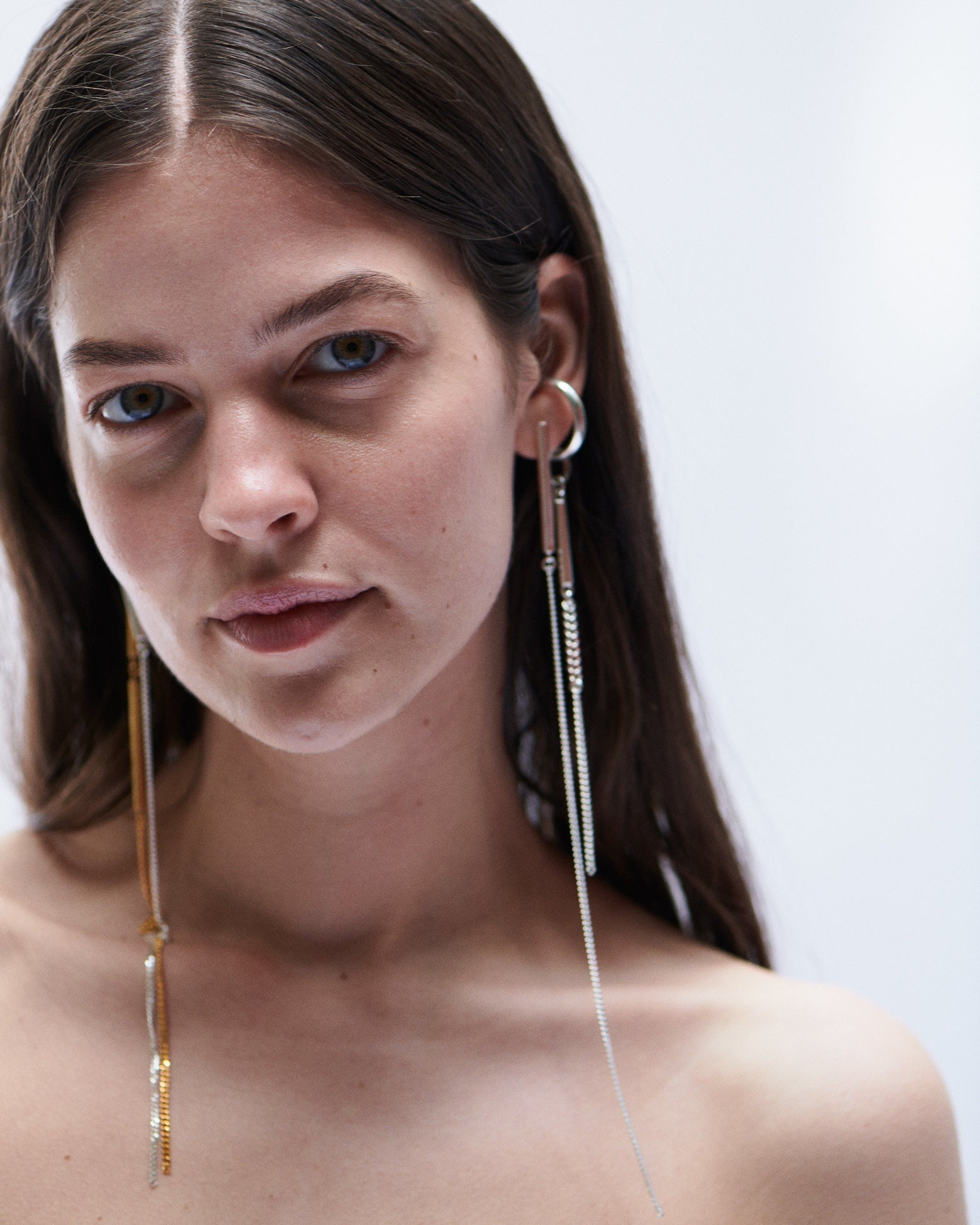 Earcuff Silber Simpel Lang Chaingang