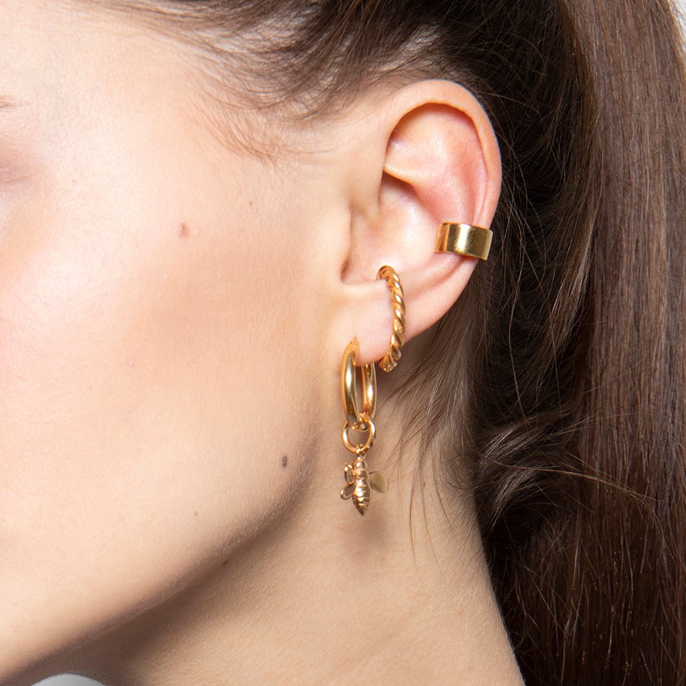 Earcuff Gold Twisted Ring Chaingang