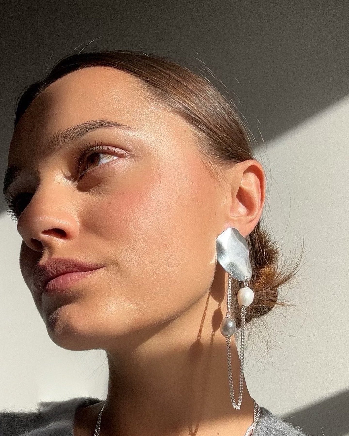 mono earcuff perlen silber