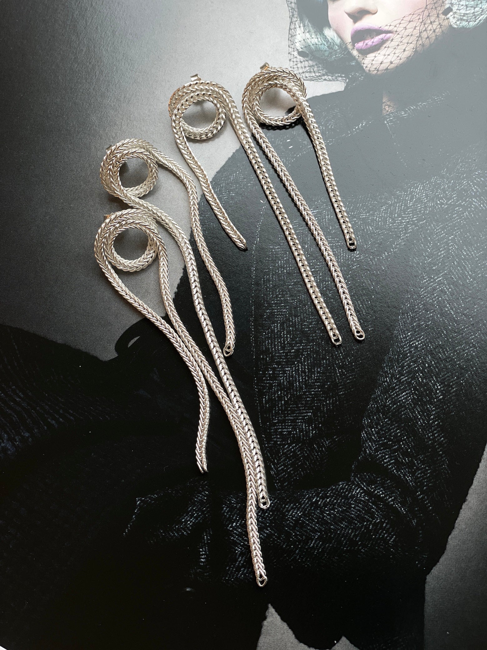 Silber Ohrringe lang und edel von Chaingang