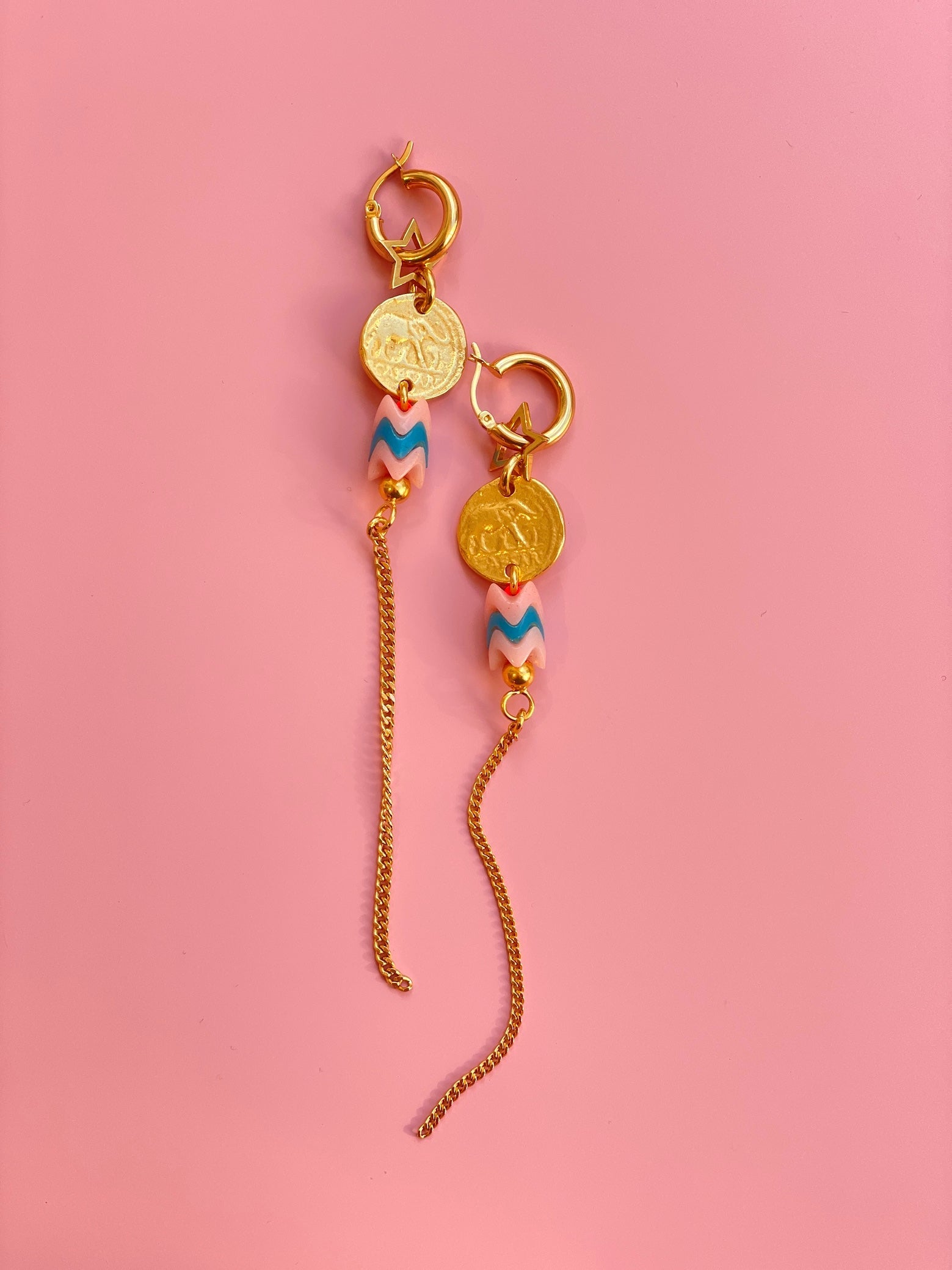 Ohrringe lang mit Münzen mit Elefanten