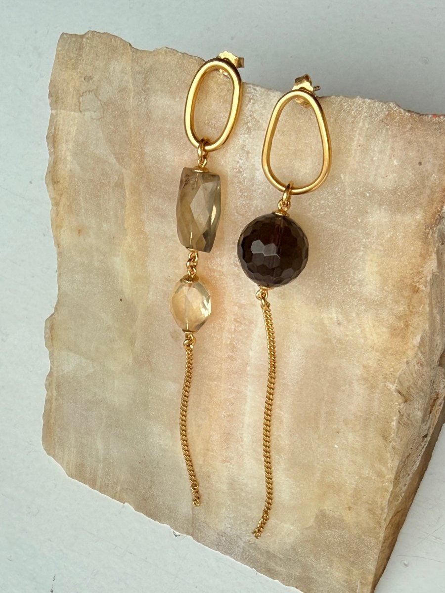 Ohrringe Bella, Citrin und Topaz mit gold von chaingang aus München